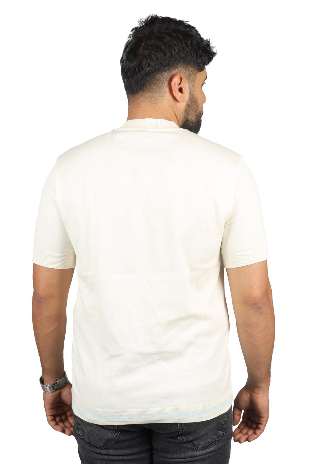 Emporio Armani Emporıo Armani Erkek slim fit Kısa Kollu Logolu Bisiklet Yaka Bej T-Shirt 6R1TEB 1JFIZ-0108