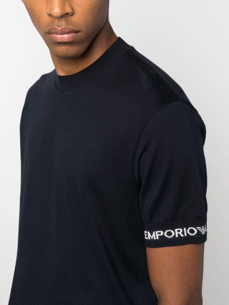 Emporio Armani Emporıo Armani Erkek slim fit Kısa Kollu Logolu Bisiklet Yaka Lacivert T-Shirt 6R1TEB 1JFIZ-0908