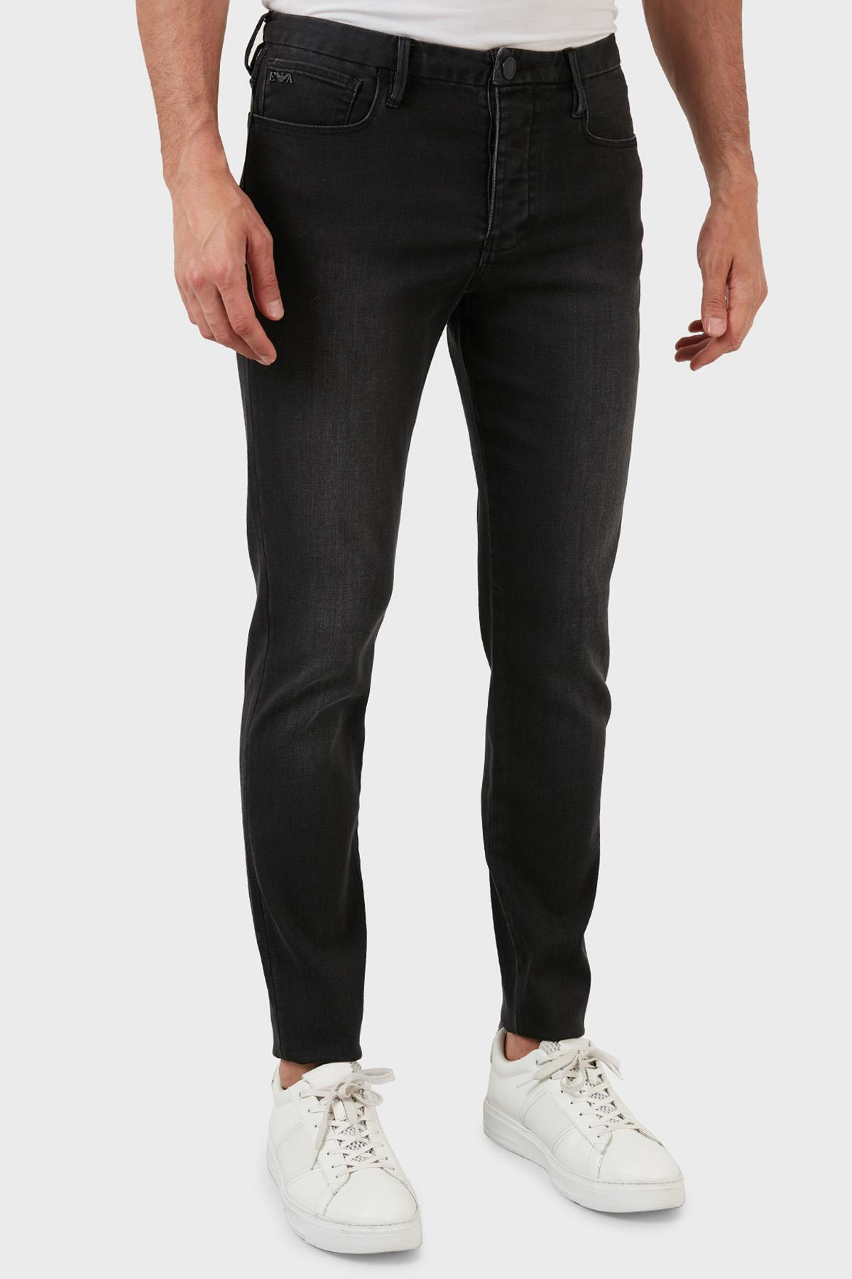 EMPORIO ARMANI Emporıo Armani Erkek Slim Fit Düz Fermuarlı Antrasit Jeans 8N1J11 1DHDZ-0006