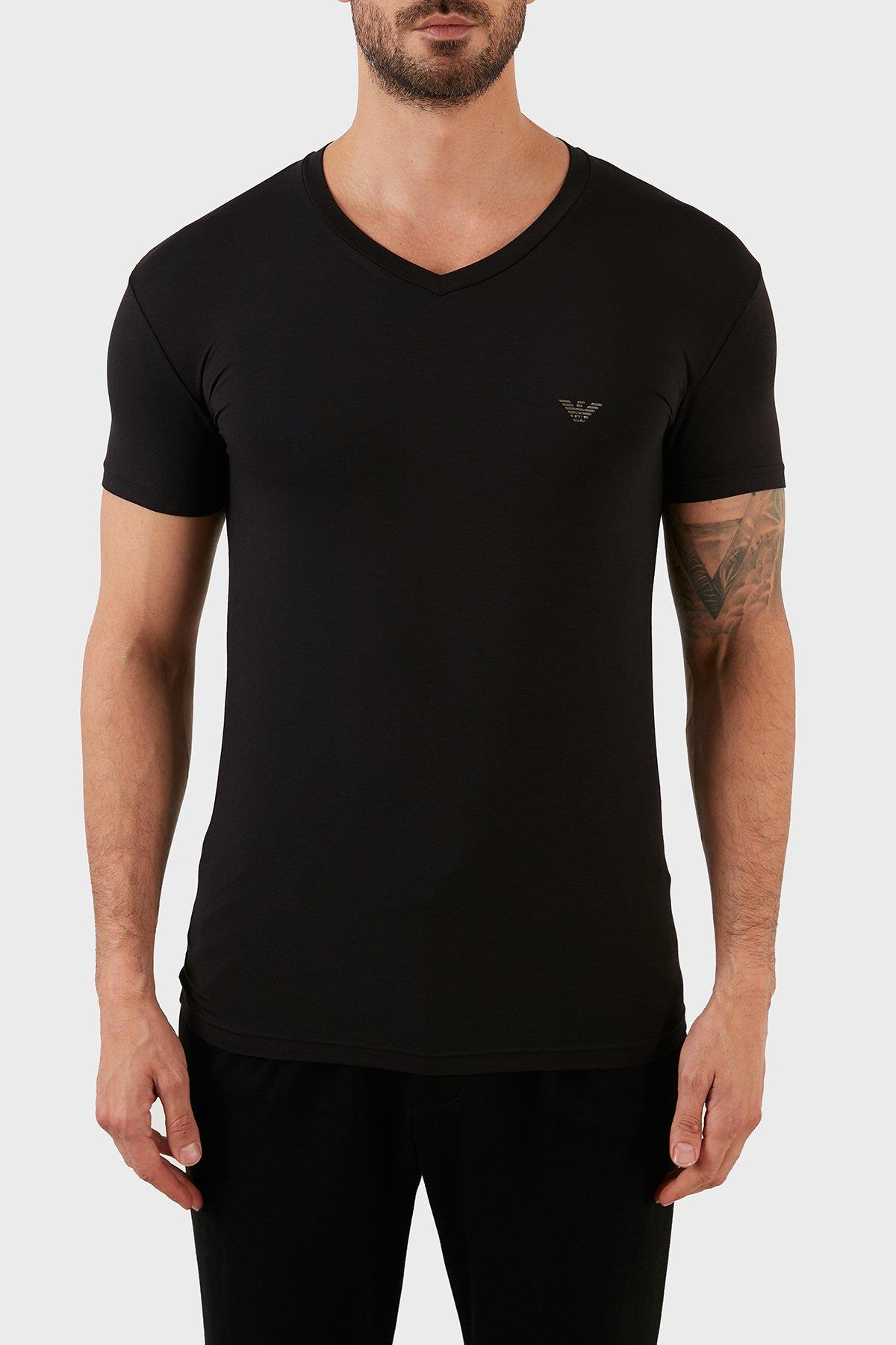 Emporio Armani Emporıo Armani Erkek Slim Fit Kısa Kollu Pamuklu Siyah T-Shirt 110810 2F511-00020