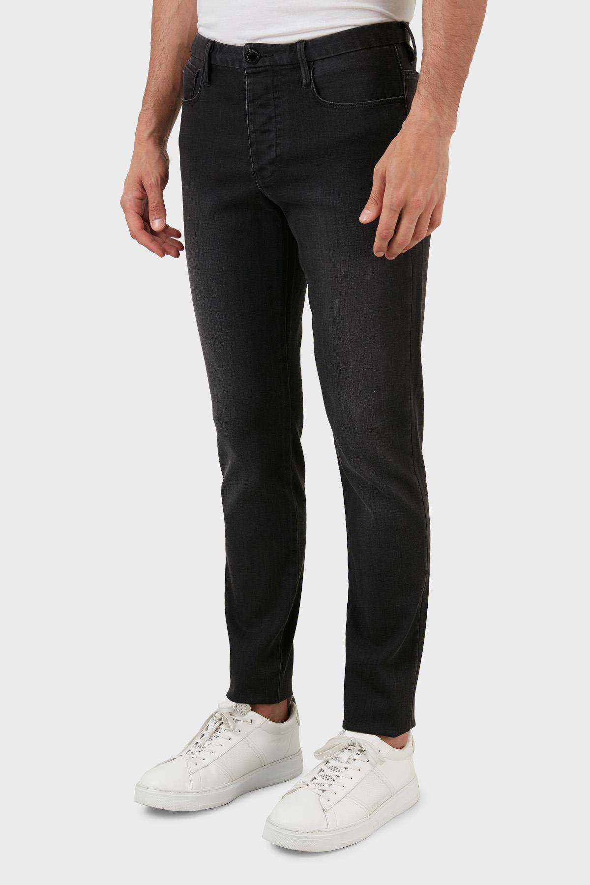 EMPORIO ARMANI Emporıo Armani Erkek Slim Fit Düz Fermuarlı Antrasit Jeans 8N1J11 1DHDZ-0006