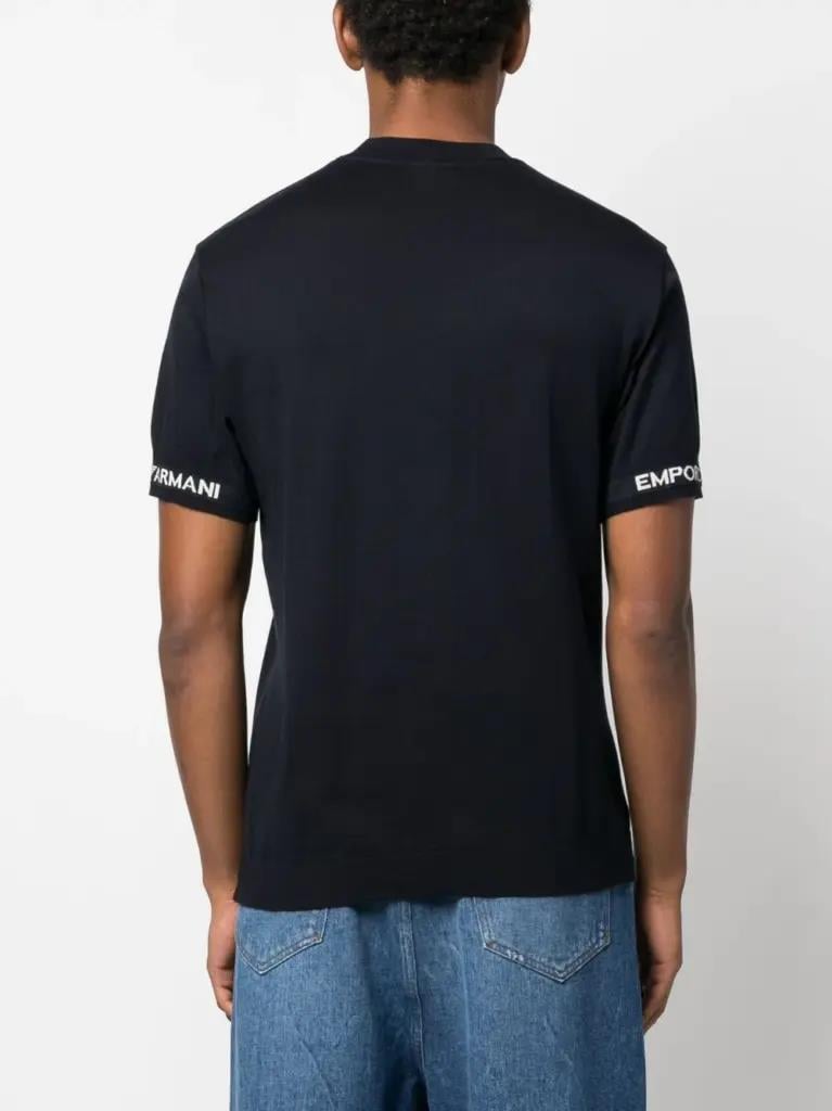 Emporio Armani Emporıo Armani Erkek slim fit Kısa Kollu Logolu Bisiklet Yaka Lacivert T-Shirt 6R1TEB 1JFIZ-0908