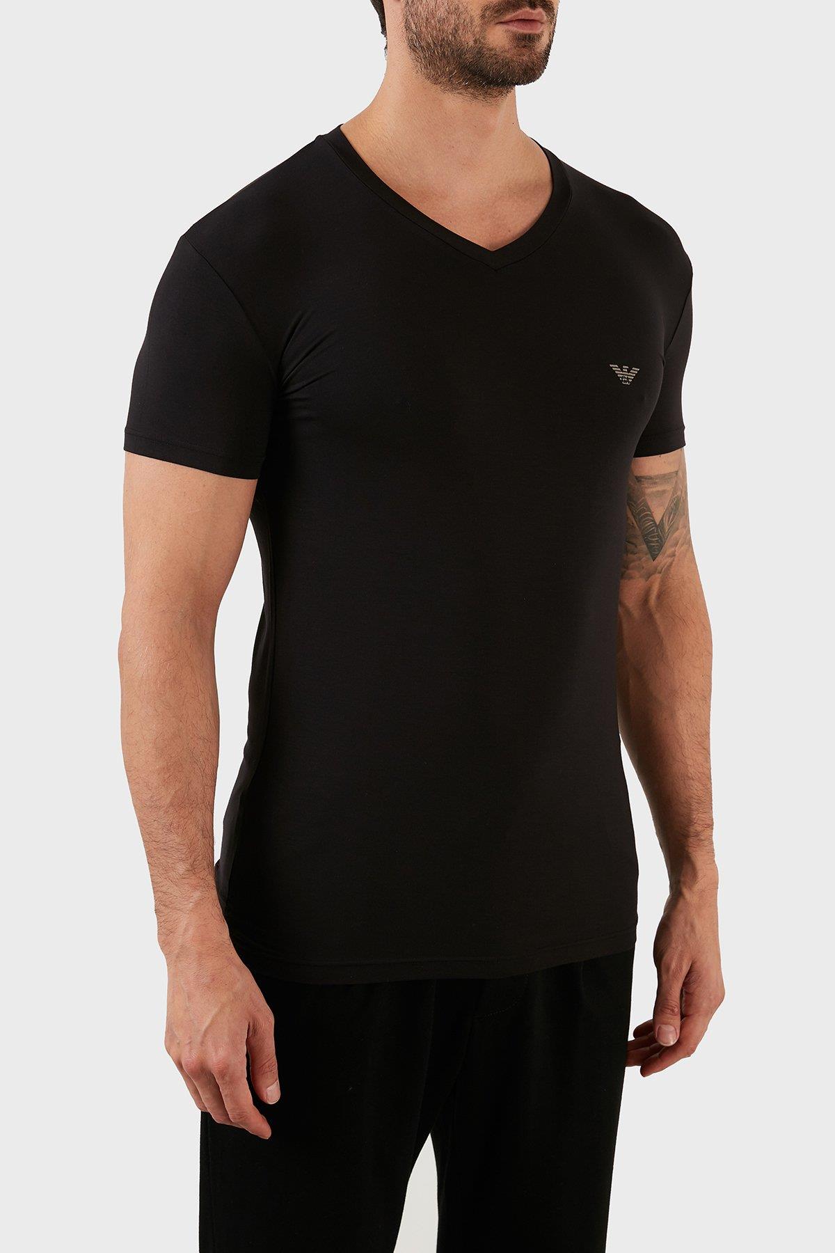 Emporio Armani Emporıo Armani Erkek Slim Fit Kısa Kollu Pamuklu Siyah T-Shirt 110810 2F511-00020
