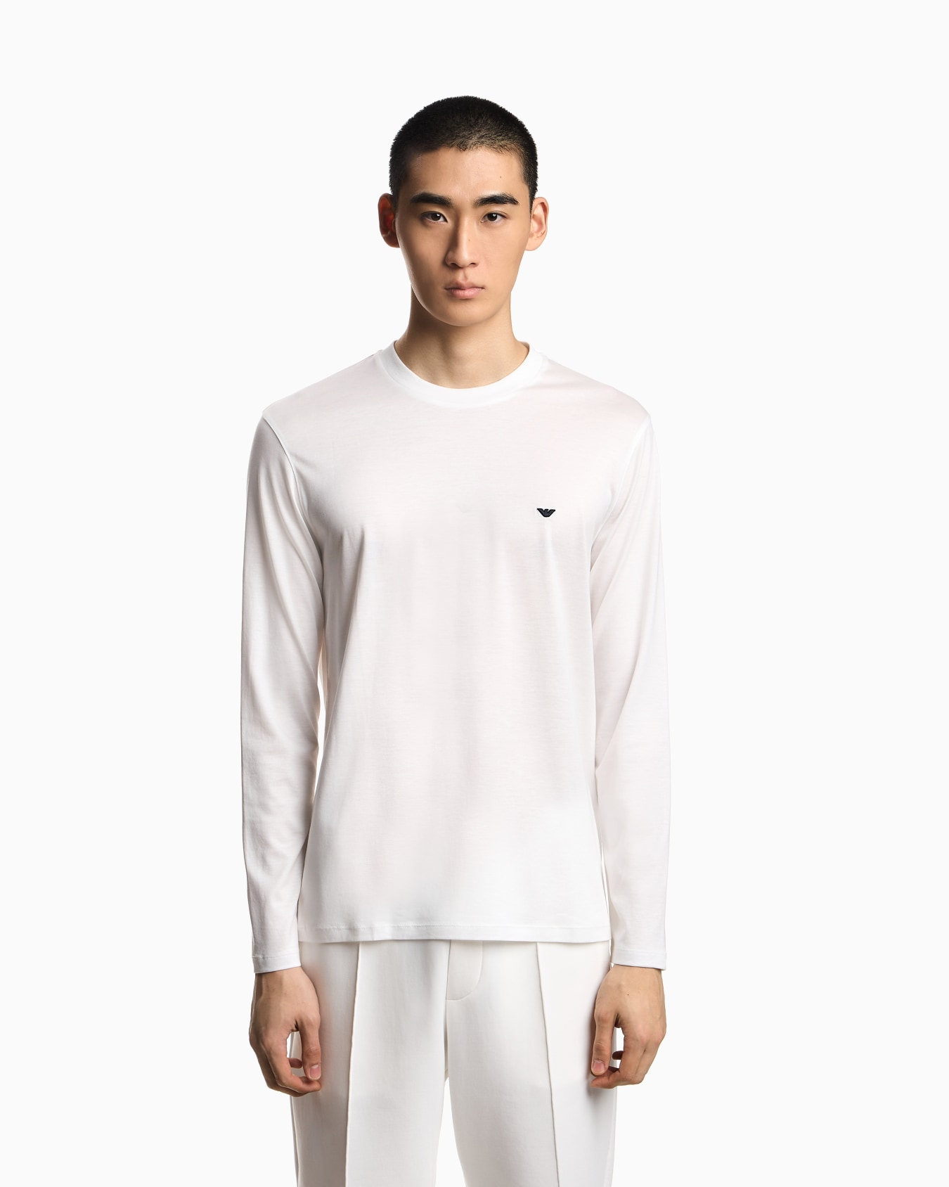 Emporio Armani Emporıo Armani Erkek Slim Fit Bisiklet Yakalı Uzun Kollu Beyaz Sweatshirt EM004591 AF13747-U0003