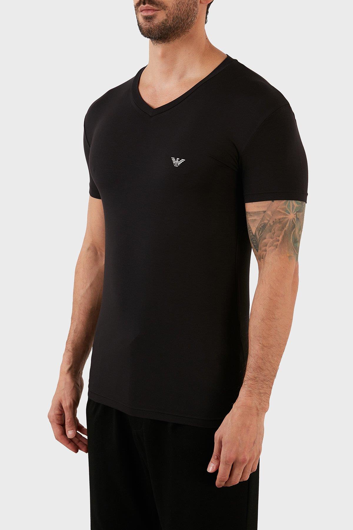 Emporio Armani Emporıo Armani Erkek Slim Fit Kısa Kollu Pamuklu Siyah T-Shirt 110810 2F511-00020
