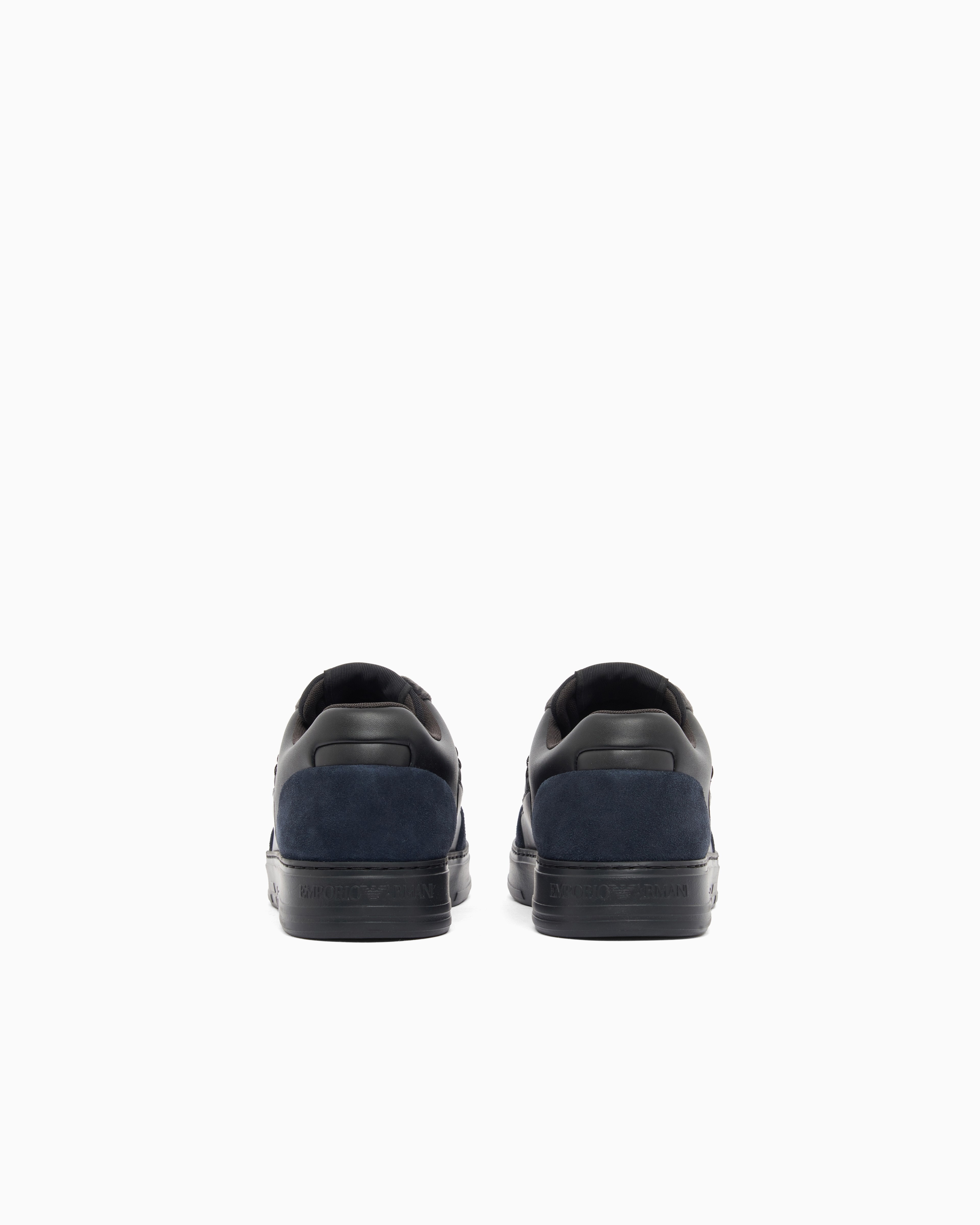 Emporio Armani Emporıo Armani Erkek Süet ve File Detaylı Düşük Bilekli Siyah Sneaker EM004836 AF23155-MZ312