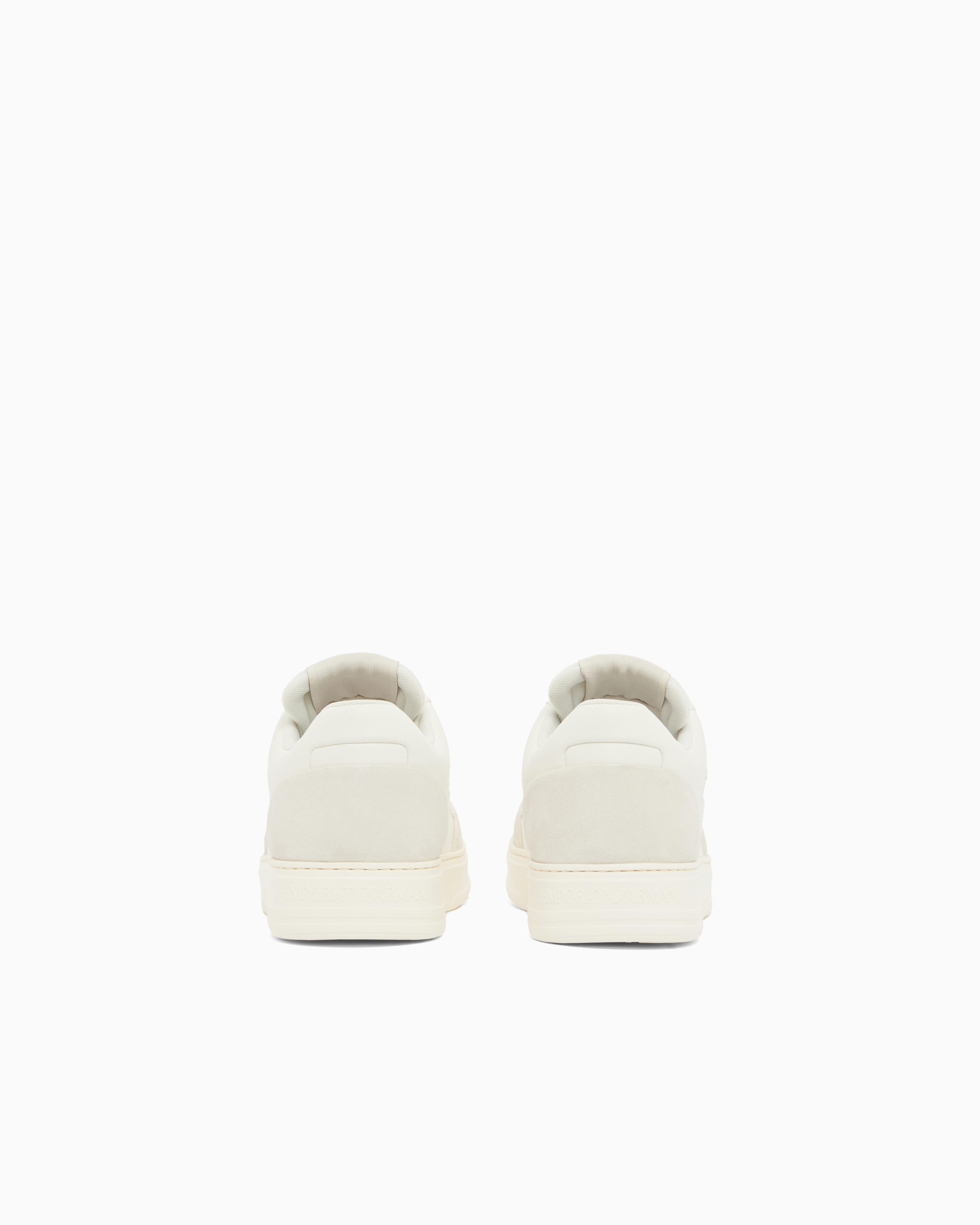 Emporio Armani Emporıo Armani Erkek Süet Ve File Detaylar Bağcıklı Kauçuk Taban Beyaz Sneaker EM004836 AF24321-M0360