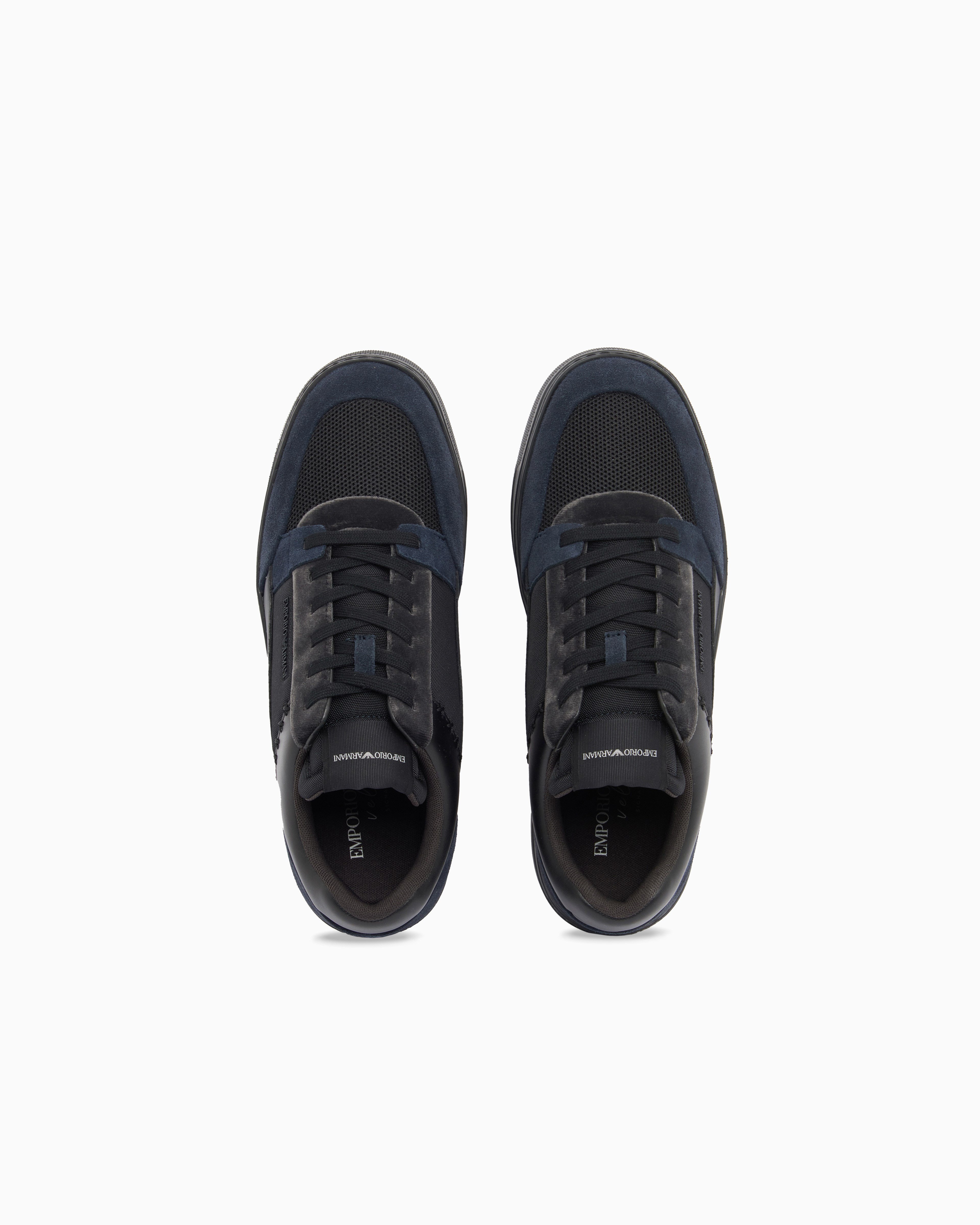 Emporio Armani Emporıo Armani Erkek Süet ve File Detaylı Düşük Bilekli Siyah Sneaker EM004836 AF23155-MZ312