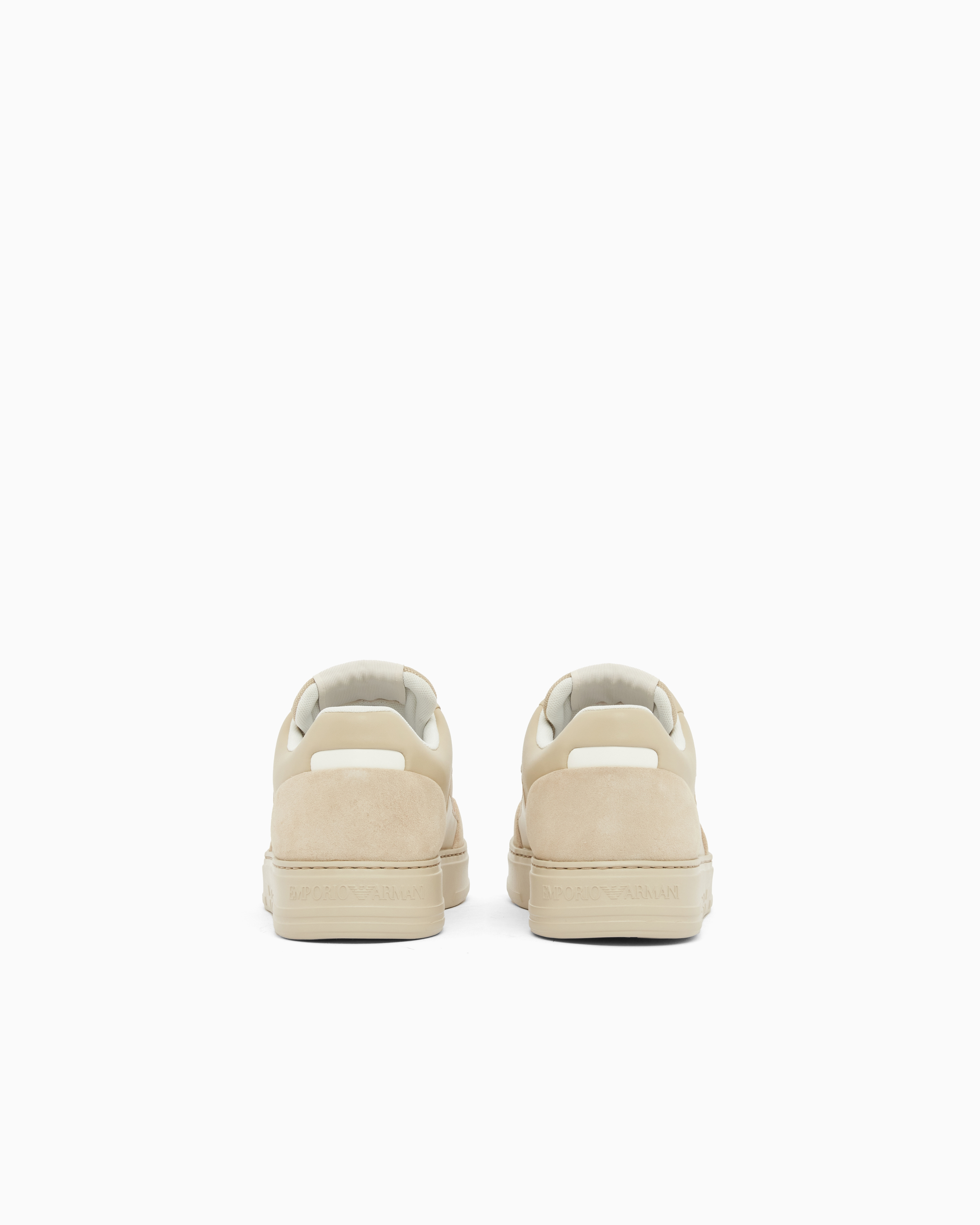 Emporio Armani Emporıo Armani Erkek Süet Ve File Detaylar Bağcıklı Kauçuk Taban Bej Sneaker EM004836 AF24321-M1359