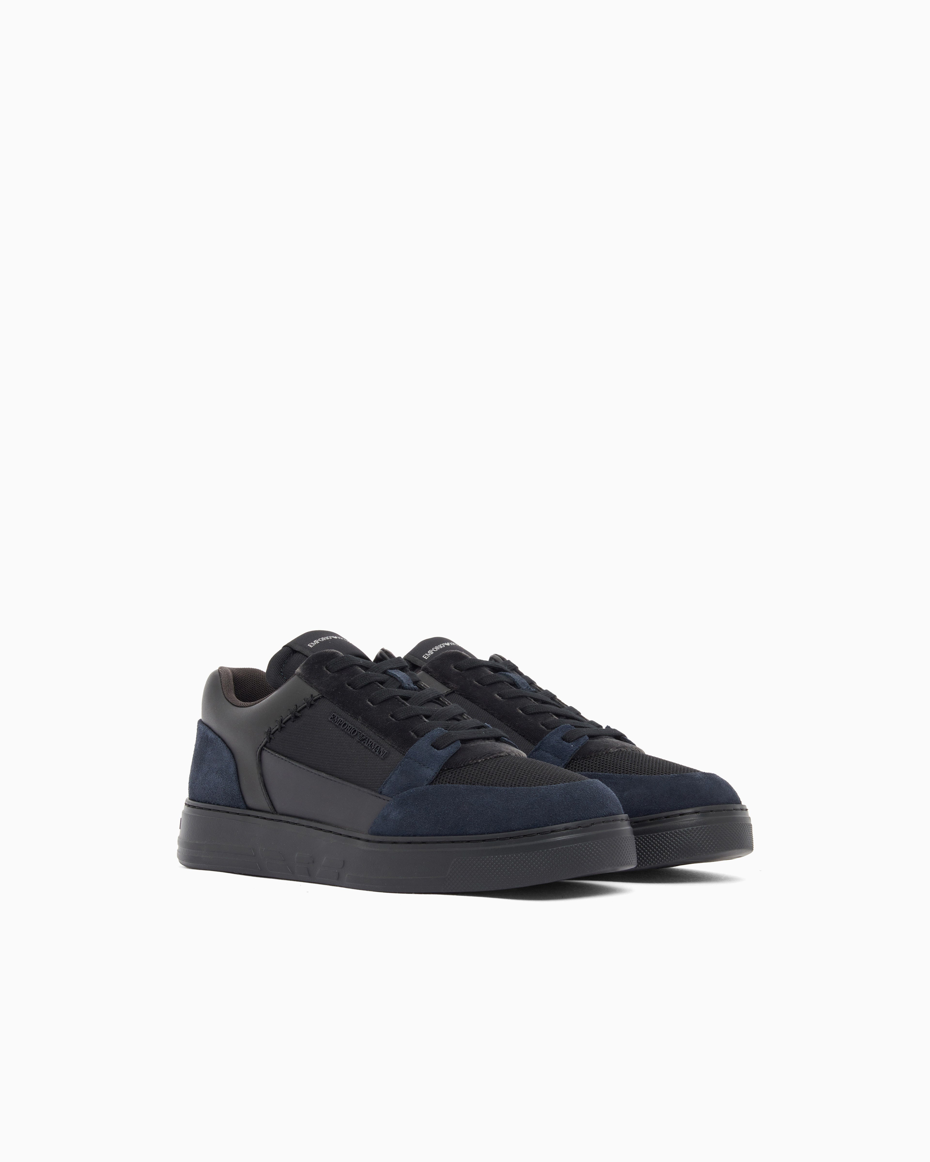 Emporio Armani Emporıo Armani Erkek Süet ve File Detaylı Düşük Bilekli Siyah Sneaker EM004836 AF23155-MZ312