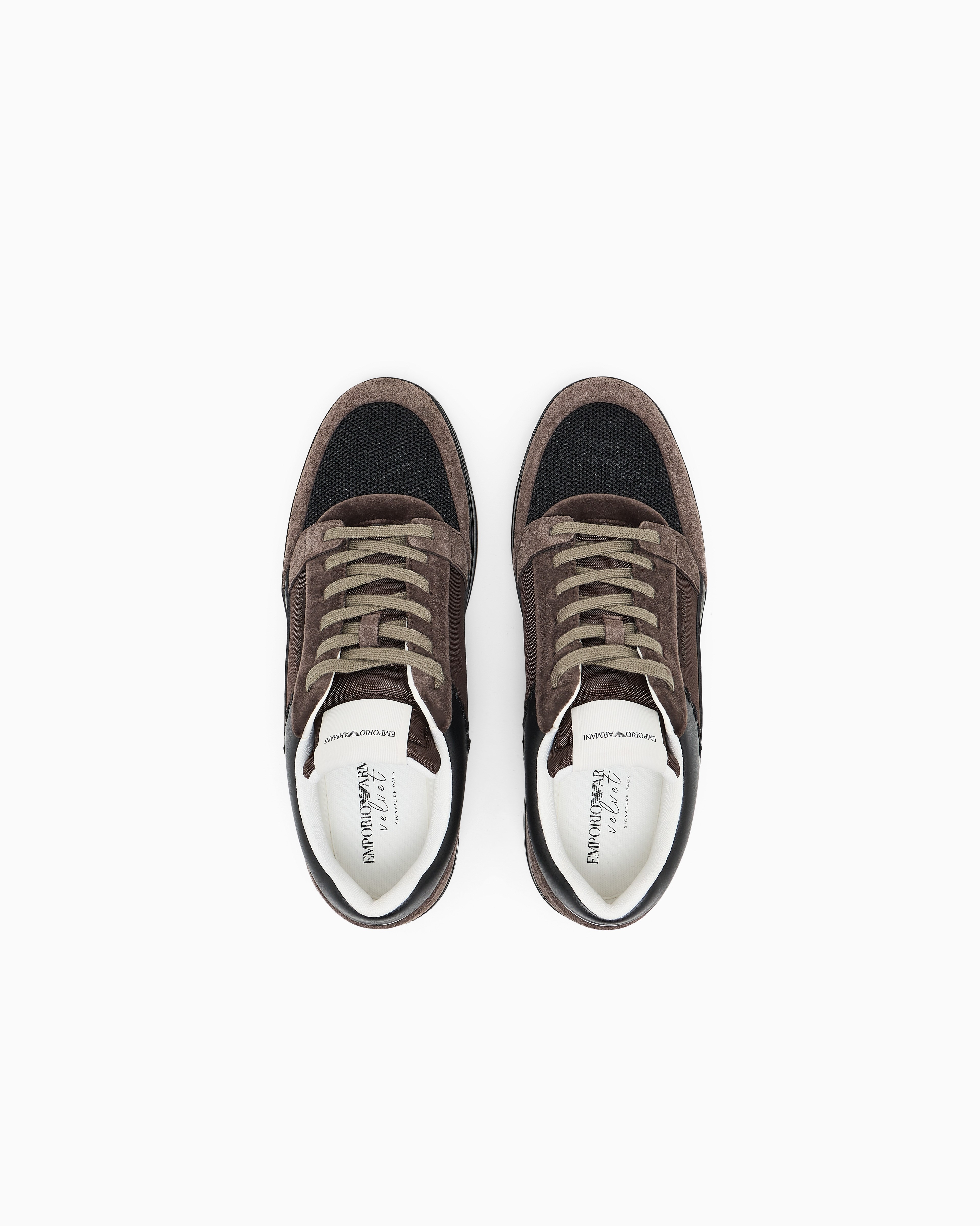 Emporio Armani Emporıo Armani Erkek Süet ve File Detaylı Düşük Bilekli Kahverengi Sneaker EM004836 AF23155-M6489