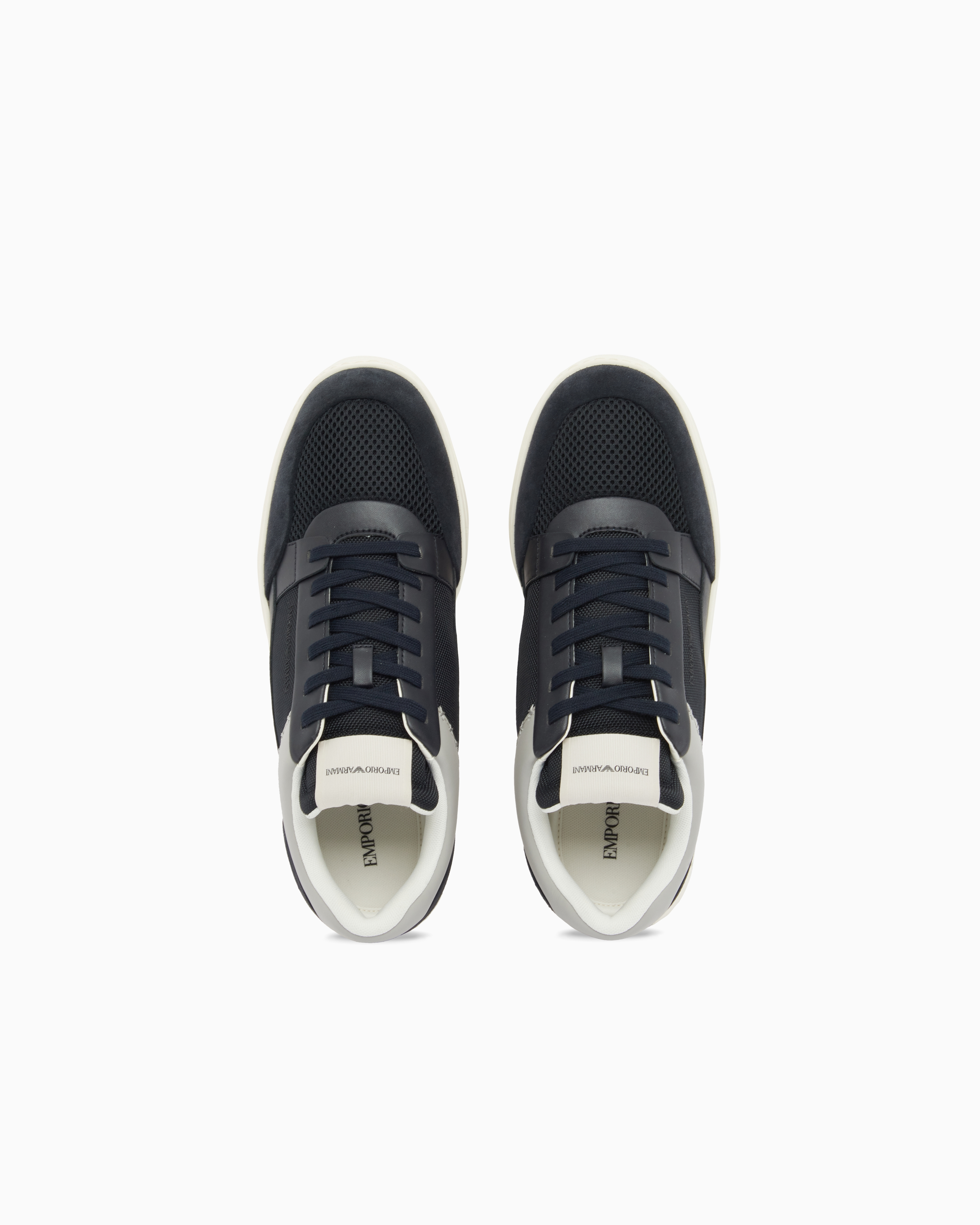 Emporio Armani Emporıo Armani Erkek Süet Ve File Detaylar Bağcıklı Kauçuk Taban Lacivert Sneaker EM004836 AF24321-MB617