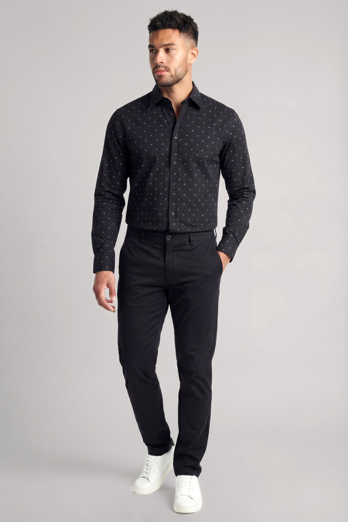 Emporio Armani Emporıo Armani Erkek Tamamı Baskılı Gömlek Yaka Düğme Kapama Uzun Kol FB471 Gömlek EM004178 AF14214-FB471