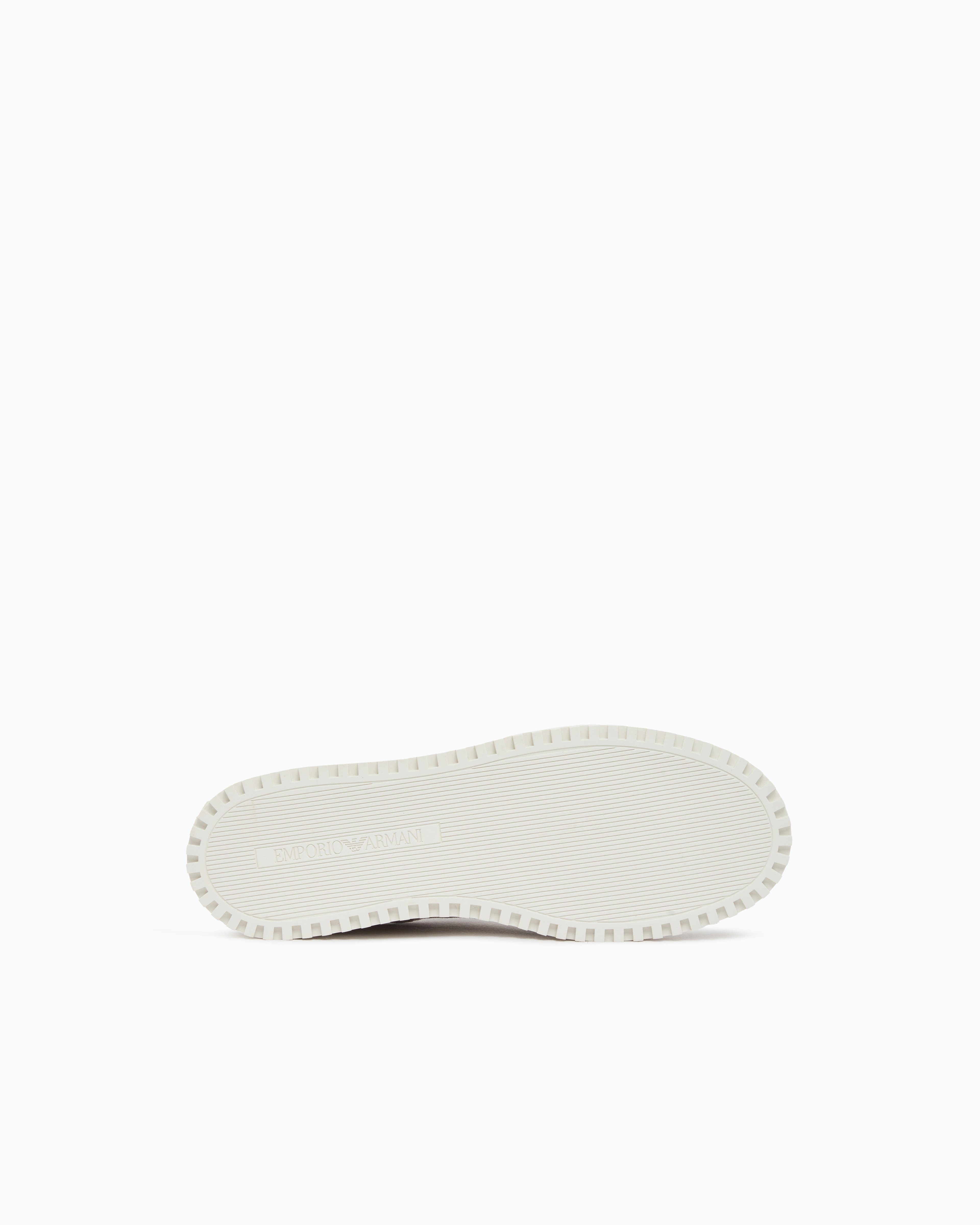 Emporio Armani Emporıo Armani Erkek Üst Kısım Tasarımcı Monogram Desen Deri Bağcıklı Lacivert Sneaker EM007326 AF29506-MB659