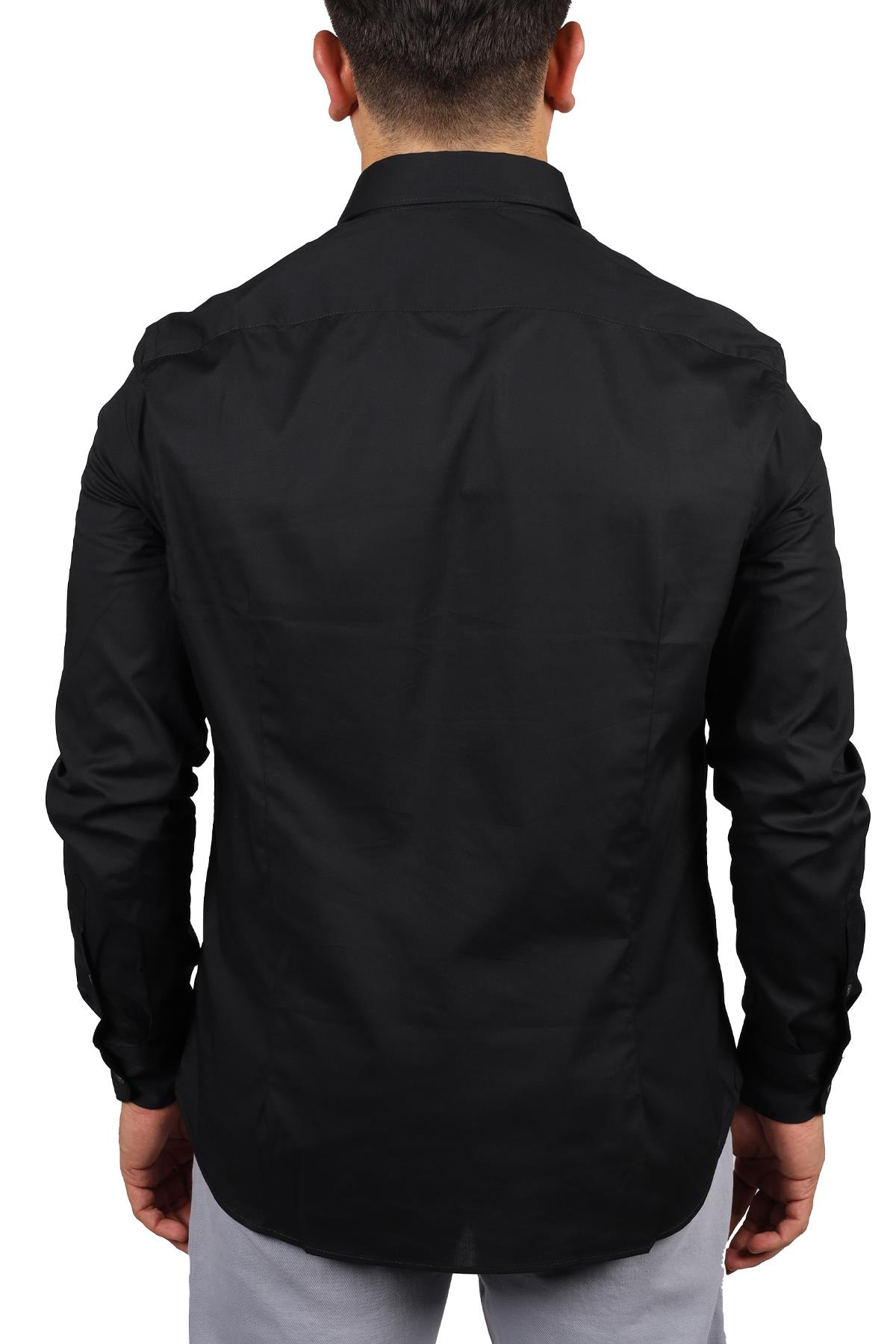 Emporio Armani Emporıo Armani Erkek Uzun Kol Normal Gömlek Yaka Günlük Siyah Gömlek 3R1CN6 1K01Z-0090