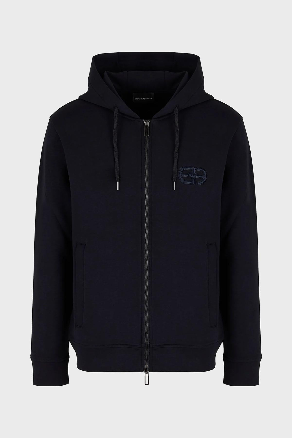 Emporio Armani Emporıo Armani Erkek Uzun Kollu düz Kapuşonlu Yaka Lacivert Sweatshirt 8N1ML6 1JHSZ-0920