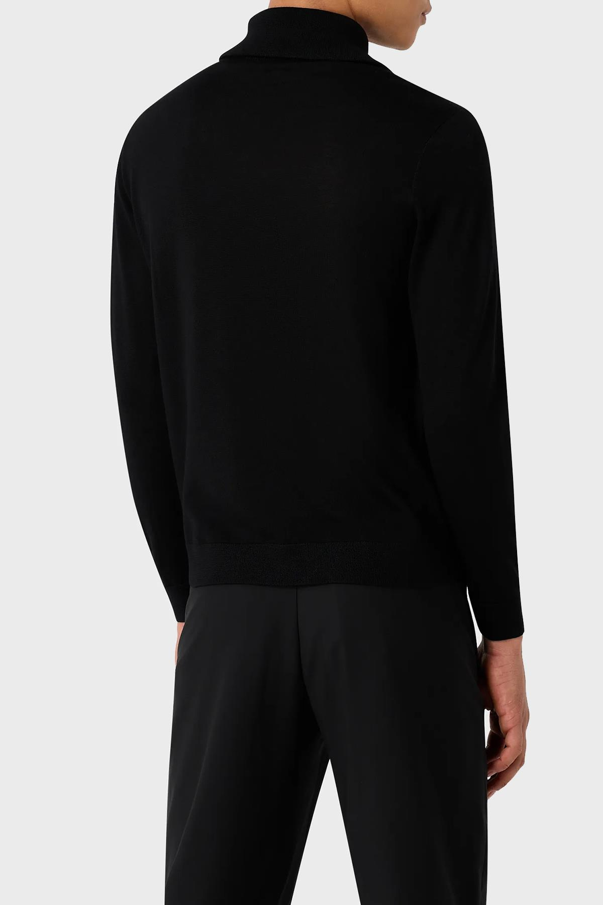 Emporio Armani Emporıo Armani Erkek Uzun Kollu Dik Yakalı Logolu Siyah Kazak 6R1MXF 1MNFZ-F008