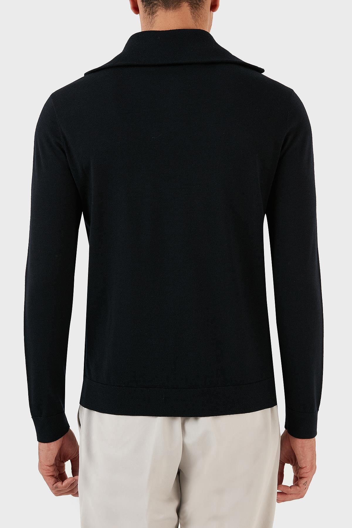 Emporio Armani Emporıo Armani Erkek Uzun Kollu Dik Yakalı Logolu Lacivert Kazak 6R1MXF 1MNFZ-F904