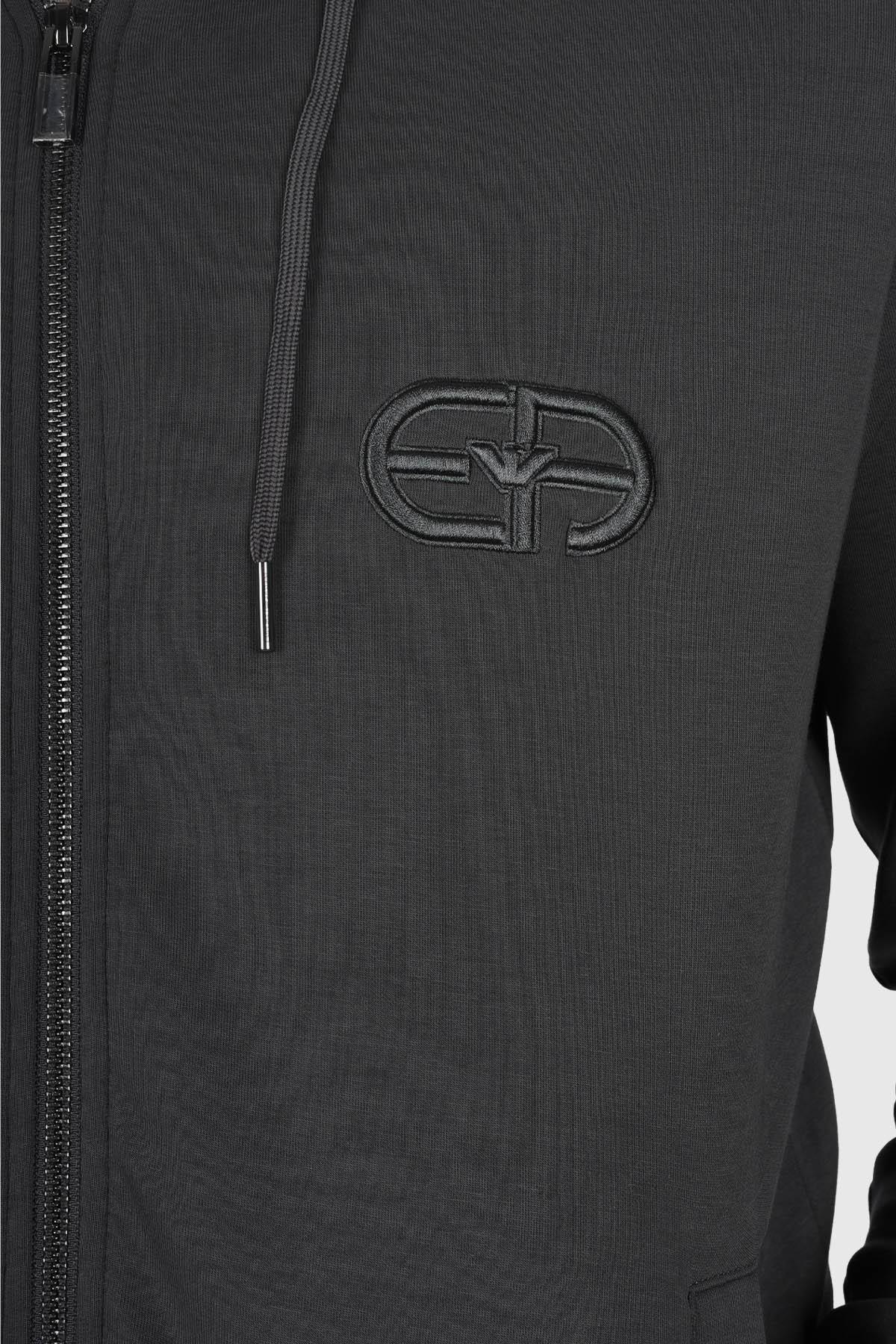 Emporio Armani Emporıo Armani Erkek Uzun Kollu düz Kapuşonlu Yaka Antrasit Sweatshirt 8N1ML6 1JHSZ-0842