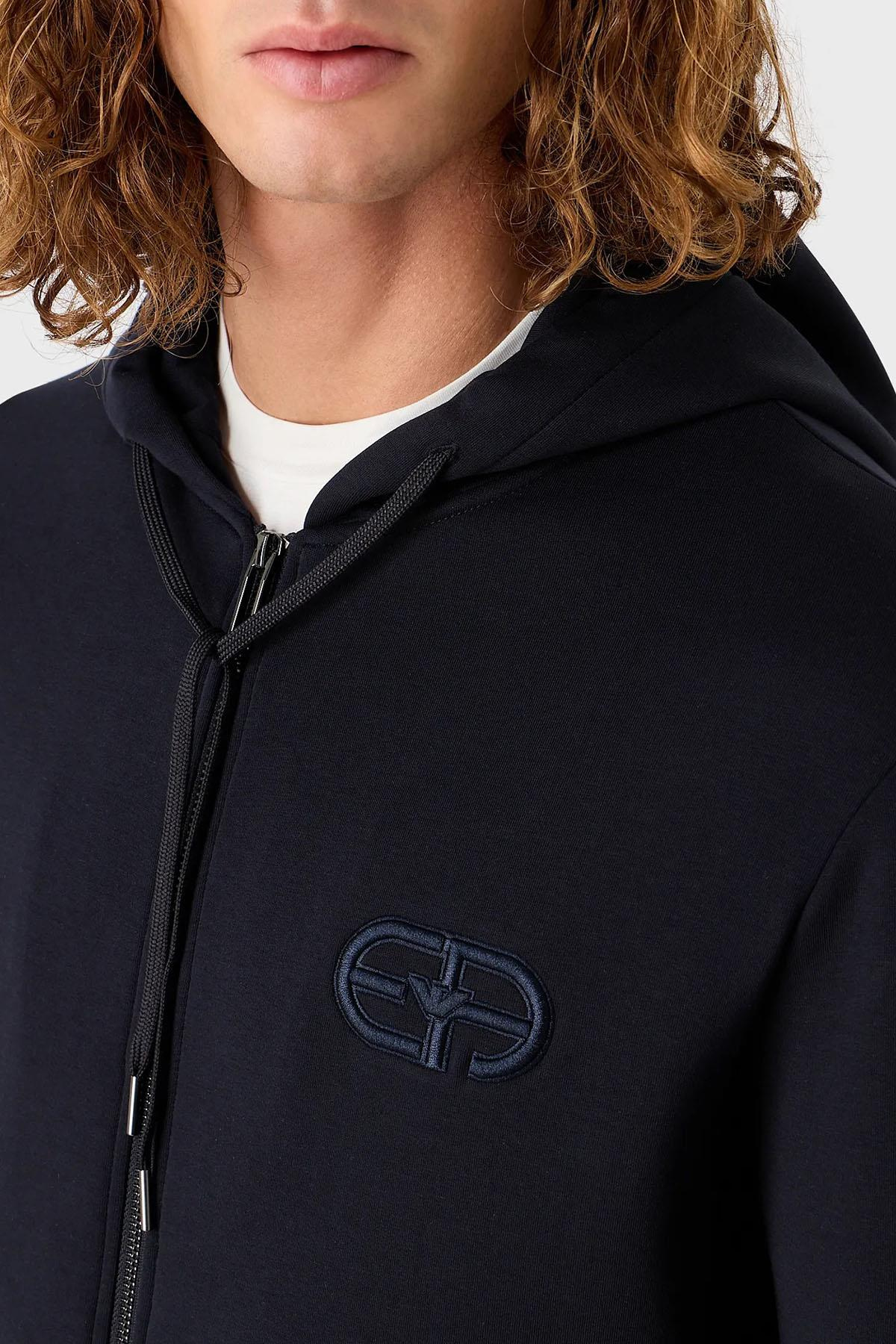 Emporio Armani Emporıo Armani Erkek Uzun Kollu düz Kapuşonlu Yaka Lacivert Sweatshirt 8N1ML6 1JHSZ-0920