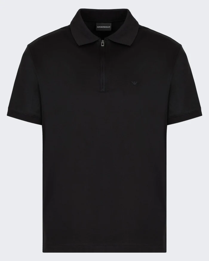 Emporio Armani Emporıo Armani Erkek Yarım Fermuarlı Pamuklu Kısa Kollu Siyah T-Shirt EM005282 AF10017-UC001