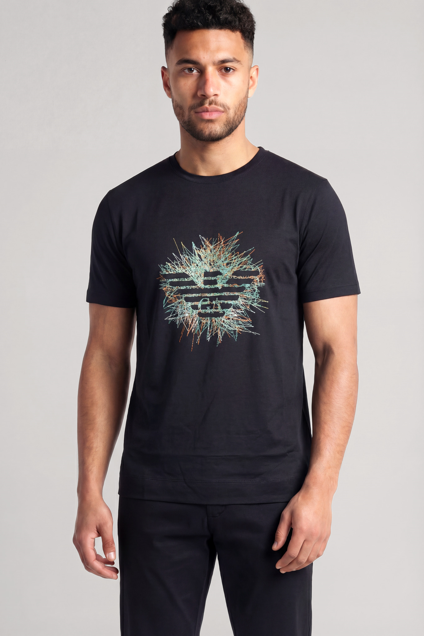 Emporio Armani Emporıo Armani Erkek Yarım Fermuarlı Pamuklu Kısa Kollu Lacivert T-Shirt EM005282 AF10017-UB118