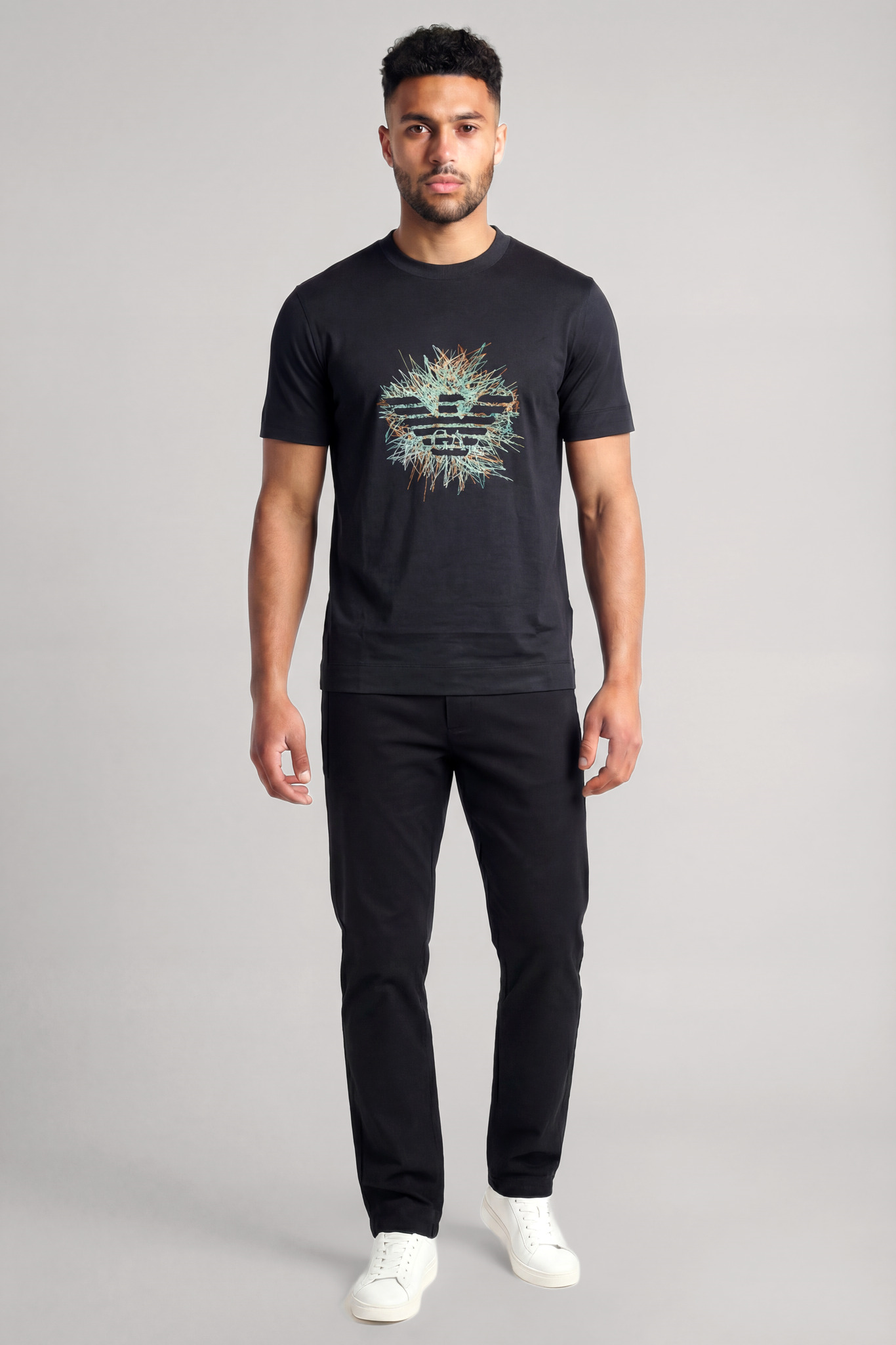 Emporio Armani Emporıo Armani Erkek Yarım Fermuarlı Pamuklu Kısa Kollu Lacivert T-Shirt EM005282 AF10017-UB118