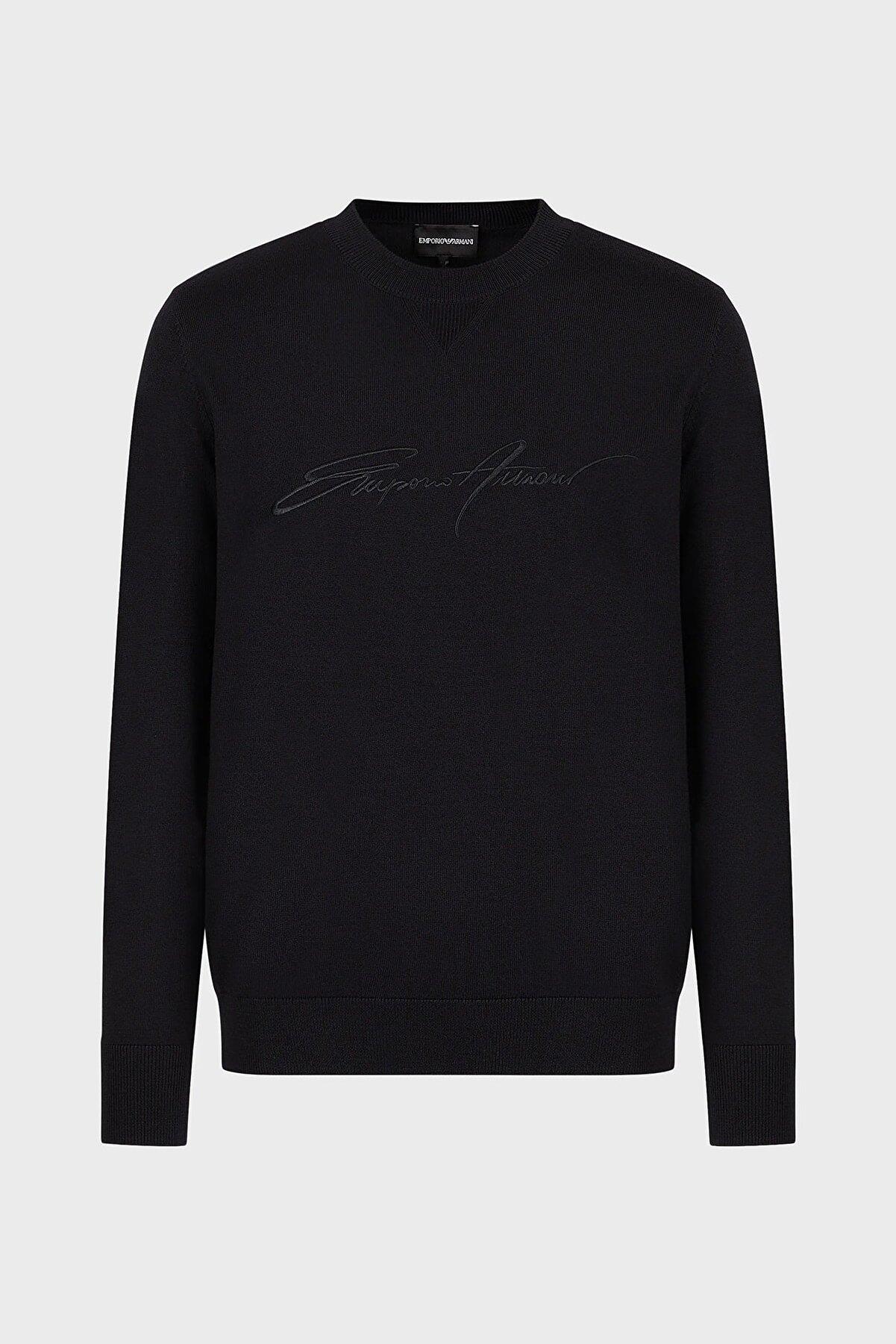 Emporio Armani Emporıo Armani Erkek Yuvarlak Uzun Kollu Günlük Lacivert Kazak 6L1MXJ 1MBPZ-0920