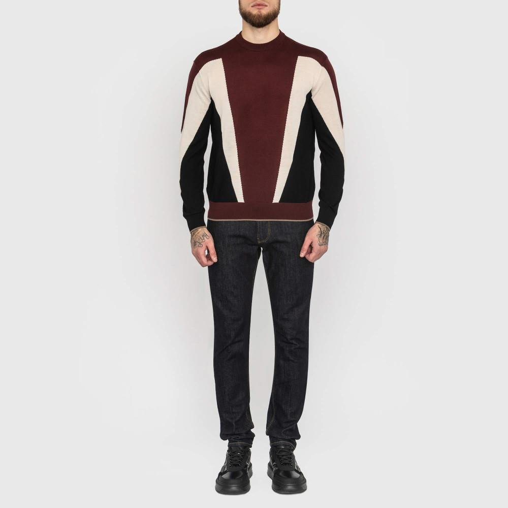 Emporio Armani Emporıo Armani Erkek Yuvarlak Uzun Kollu Günlük Bordo Kazak 6L1MXM 1MBSZ-F320