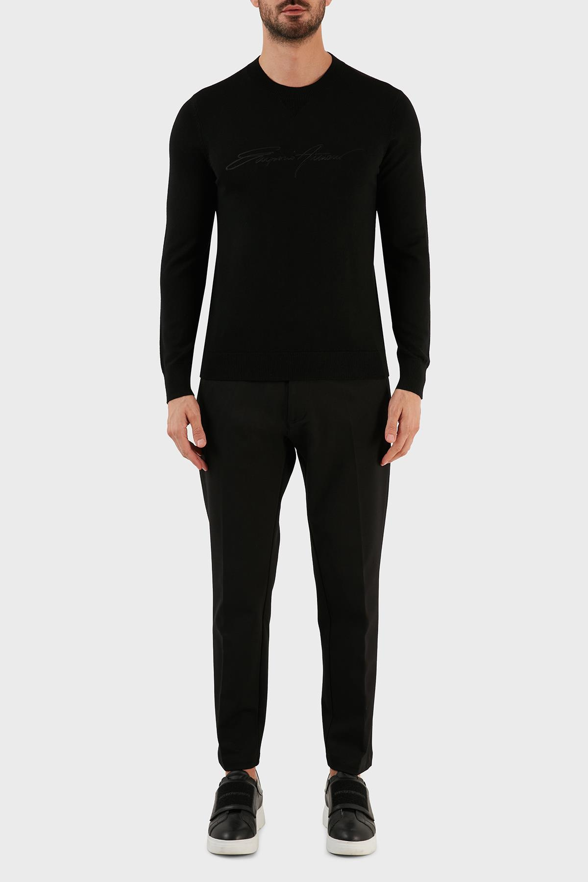 Emporio Armani Emporıo Armani Erkek Yuvarlak Uzun Kollu Günlük Siyah Kazak 6L1MXJ 1MBPZ-0999