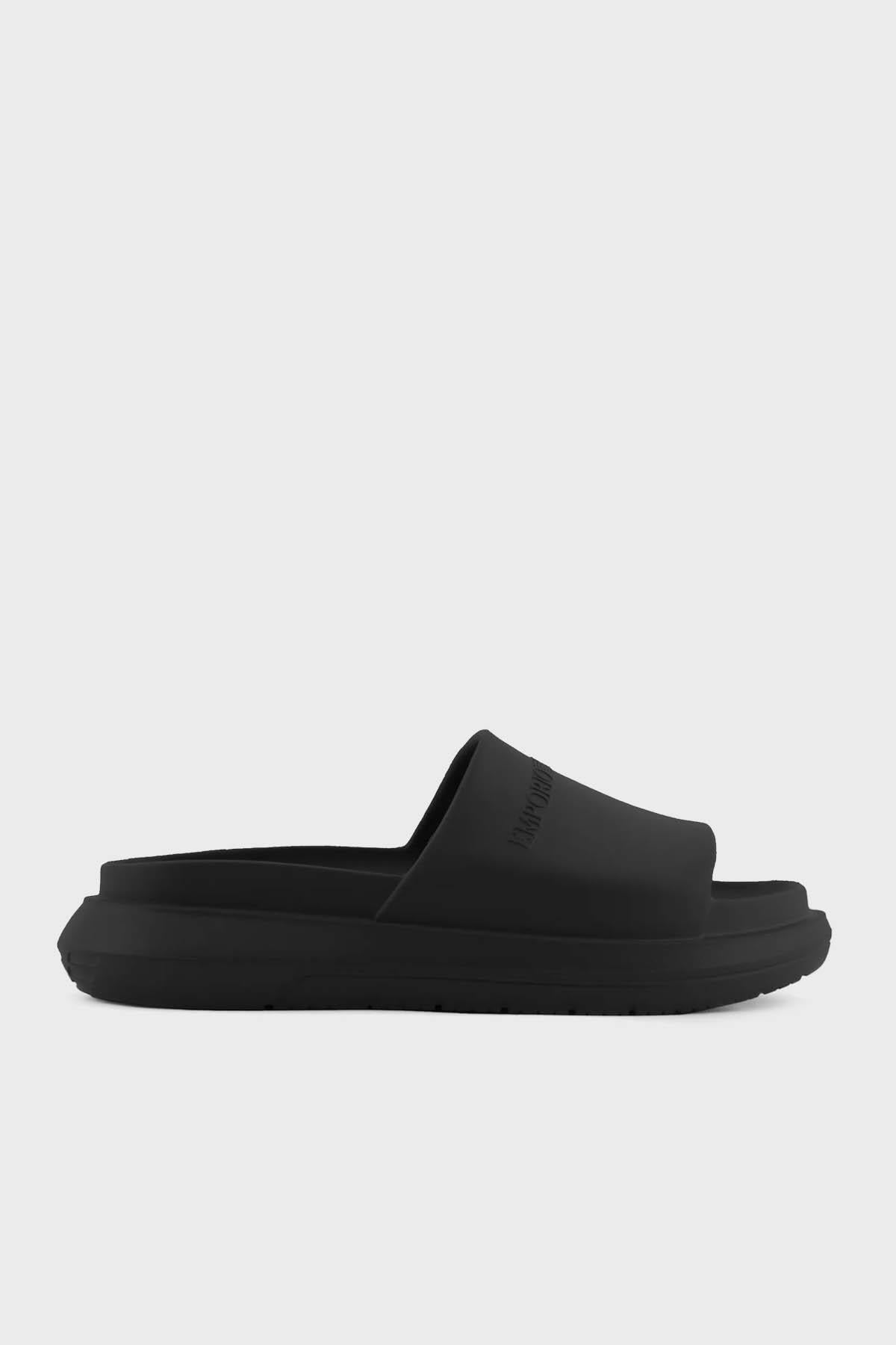 Emporio Armani Emporıo Armani Erkek Yüksek Taban Logolu Günlük Siyah Terlik X4P134 XD405-00002