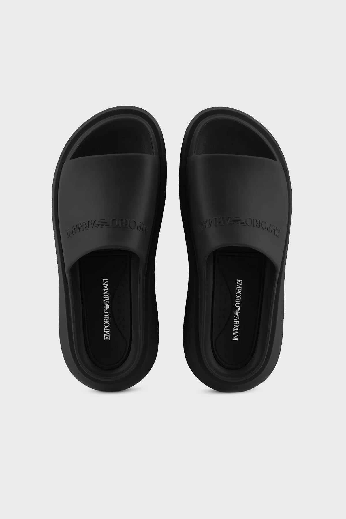 Emporio Armani Emporıo Armani Erkek Yüksek Taban Logolu Günlük Siyah Terlik X4P134 XD405-00002