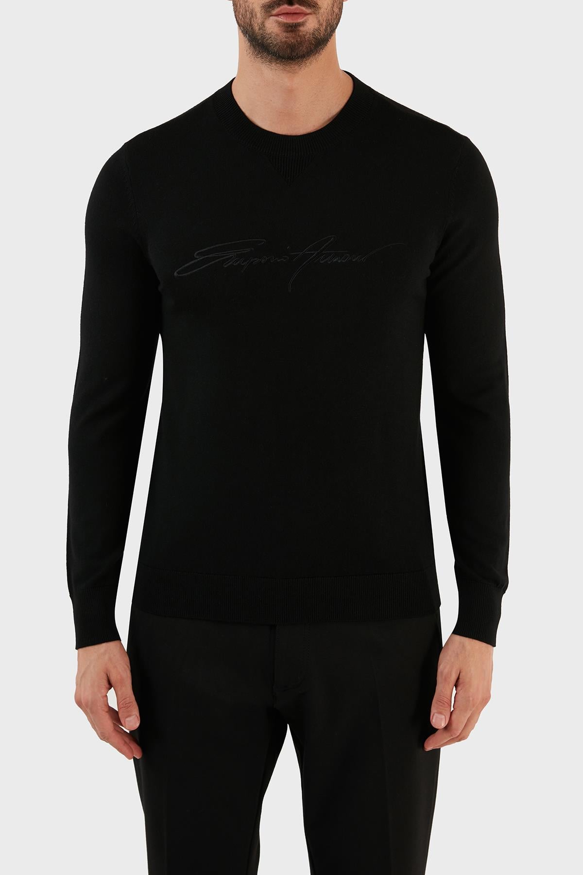 Emporio Armani Emporıo Armani Erkek Yuvarlak Uzun Kollu Günlük Siyah Kazak 6L1MXJ 1MBPZ-0999