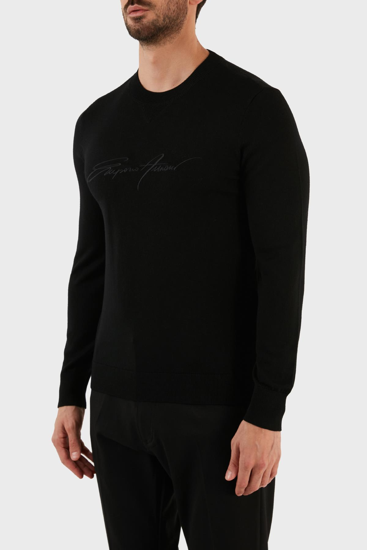 Emporio Armani Emporıo Armani Erkek Yuvarlak Uzun Kollu Günlük Siyah Kazak 6L1MXJ 1MBPZ-0999