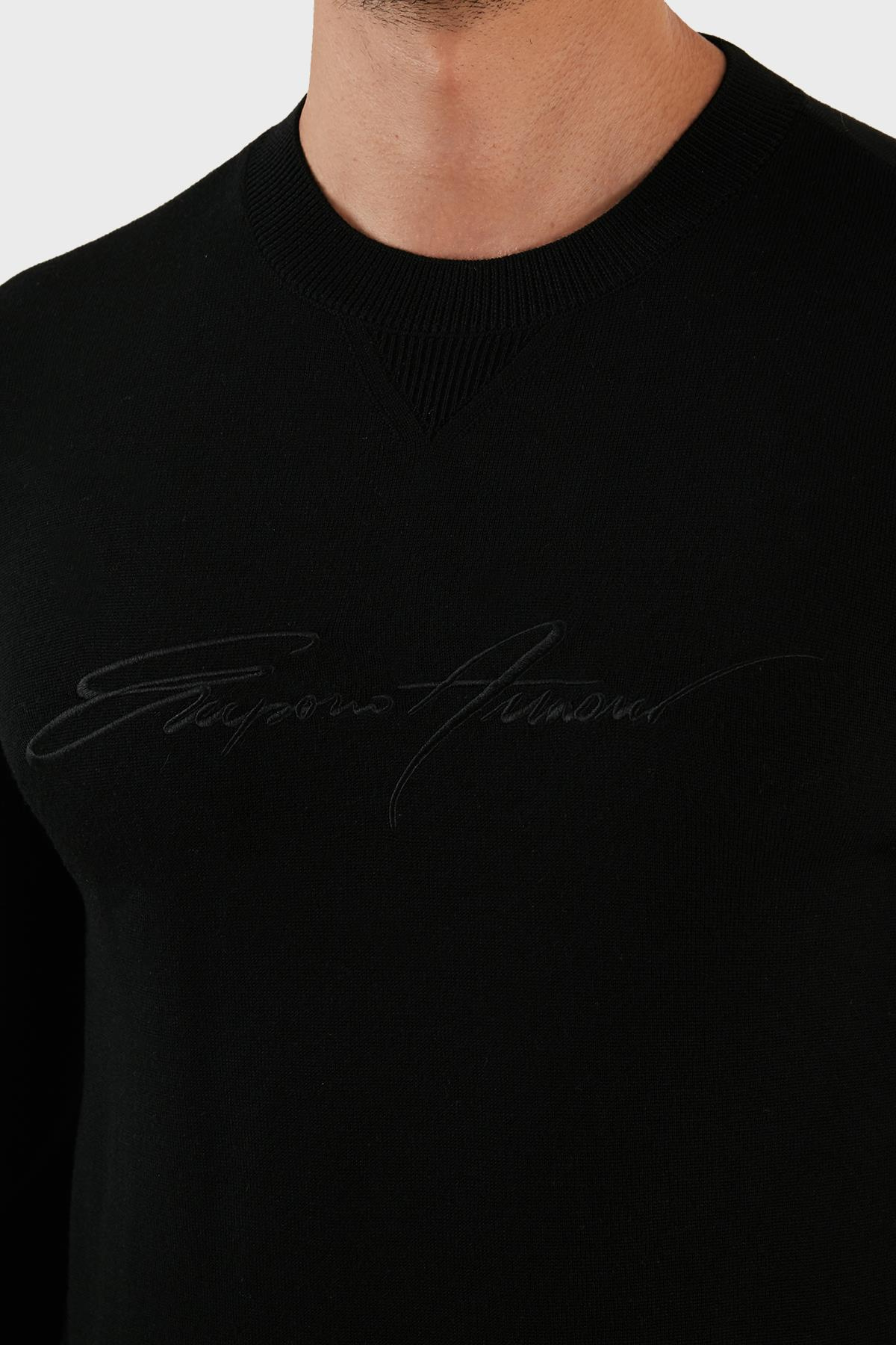 Emporio Armani Emporıo Armani Erkek Yuvarlak Uzun Kollu Günlük Siyah Kazak 6L1MXJ 1MBPZ-0999
