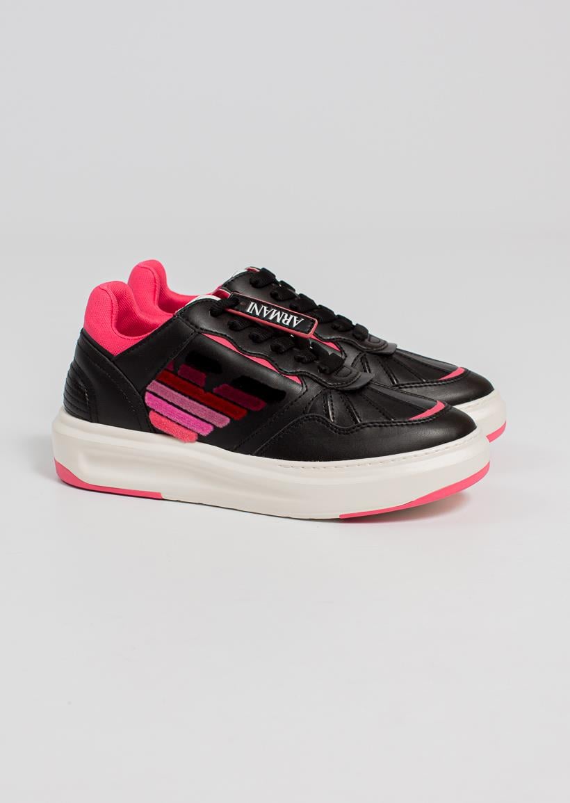Emporio Armani Emporıo Armani Kadın Bağcıklı Logolu Günlük Kullanım Normal Kalıp Pembe Sneaker X3X165 XN703-K593