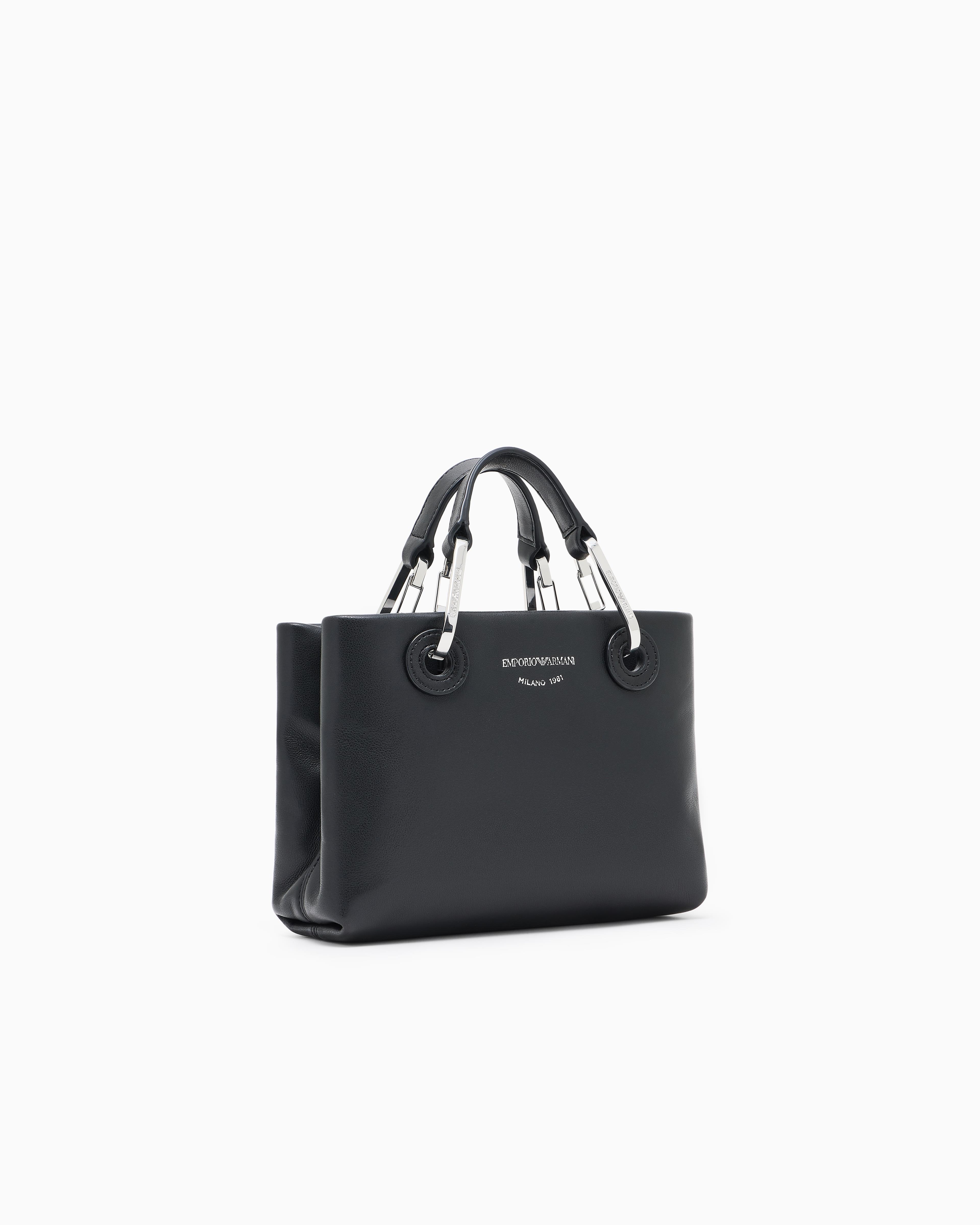 EMPORIO ARMANI Emporıo Armani Kadın Deri Geniş İç Bölmeli Kısa Ve Uzun Elden Tutma Siyah Omuz Çantası EW000382 AF18673-UC001