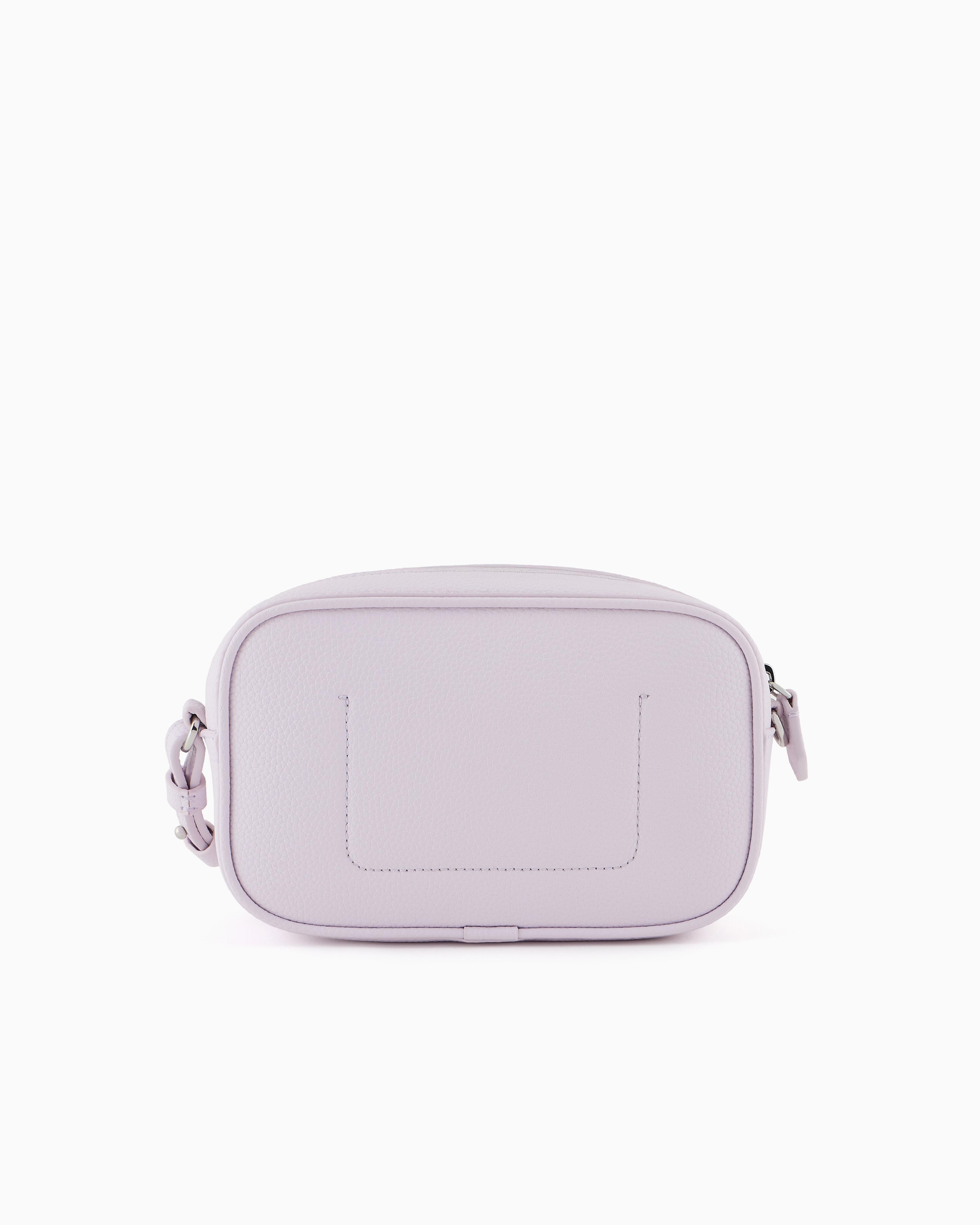 EMPORIO ARMANI Emporıo Armani Kadın Deri Tek Fermuar Kapamalı Askı Marka Yazı Desenli Lila Omuz Çantası EW000537 AF12036-M4033