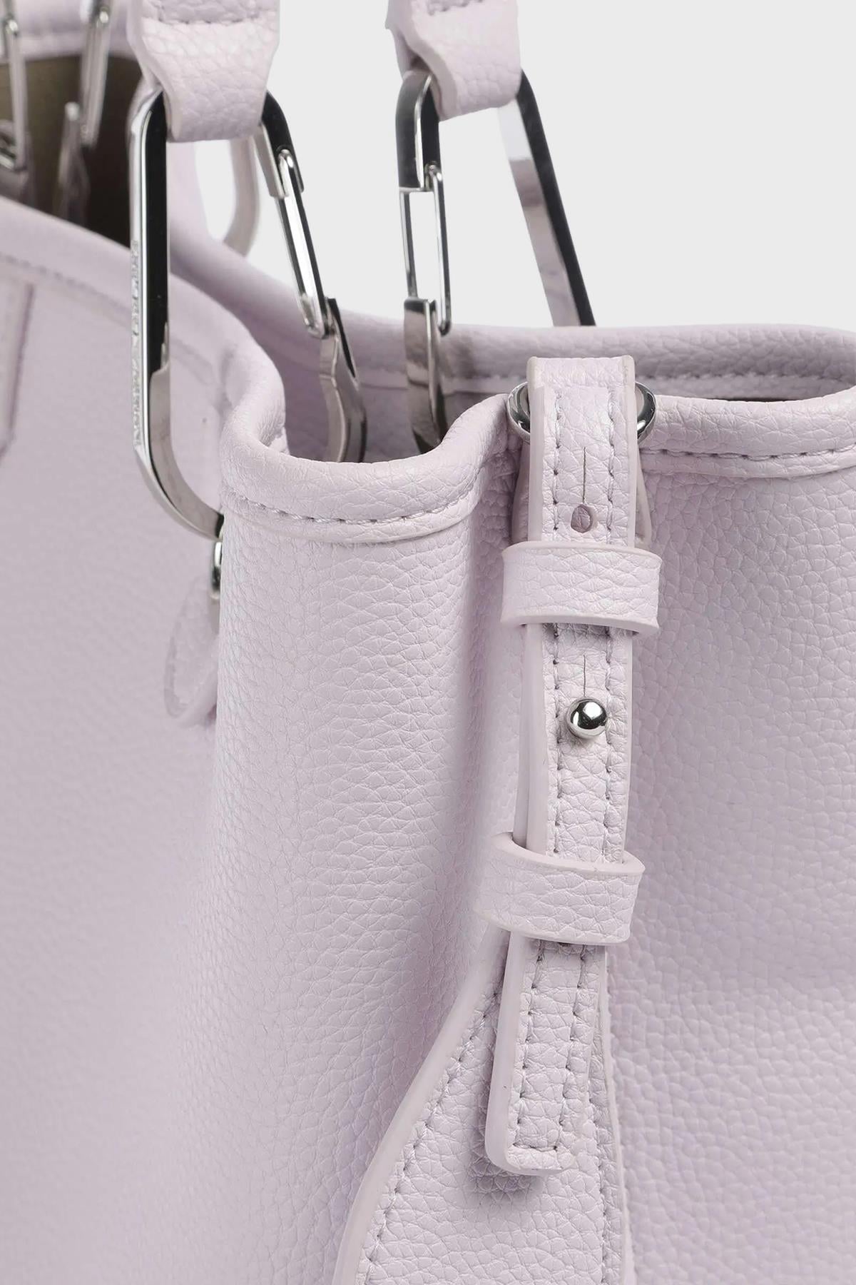EMPORIO ARMANI Emporıo Armani Kadın Geniş Deri Kısa El Tutma Uzun Logo Detaylı Askı Pembe Omuz Çantası EW000362 AF12036-M4033