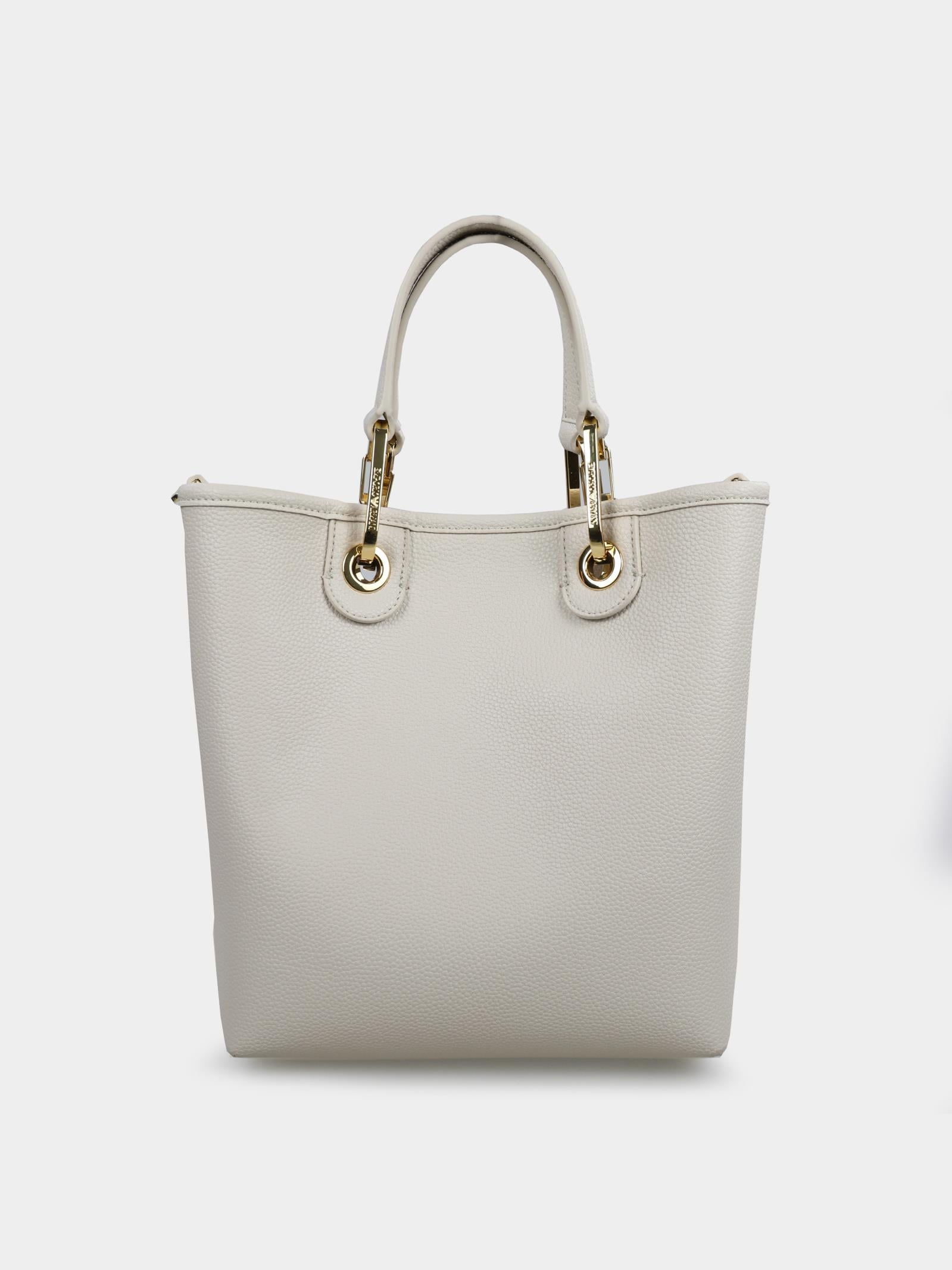 EMPORIO ARMANI Emporıo Armani Kadın Geniş Deri Kısa El Tutma Uzun Logo Detaylı Askı Gri1 Omuz Çantası EW000362 AF12036-M1051
