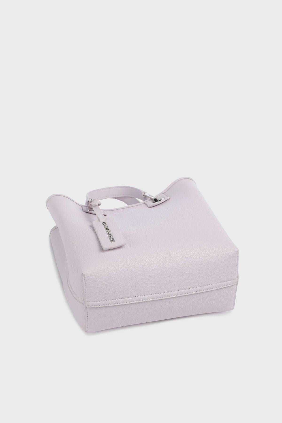 EMPORIO ARMANI Emporıo Armani Kadın Geniş Deri Kısa El Tutma Uzun Logo Detaylı Askı Pembe Omuz Çantası EW000362 AF12036-M4033