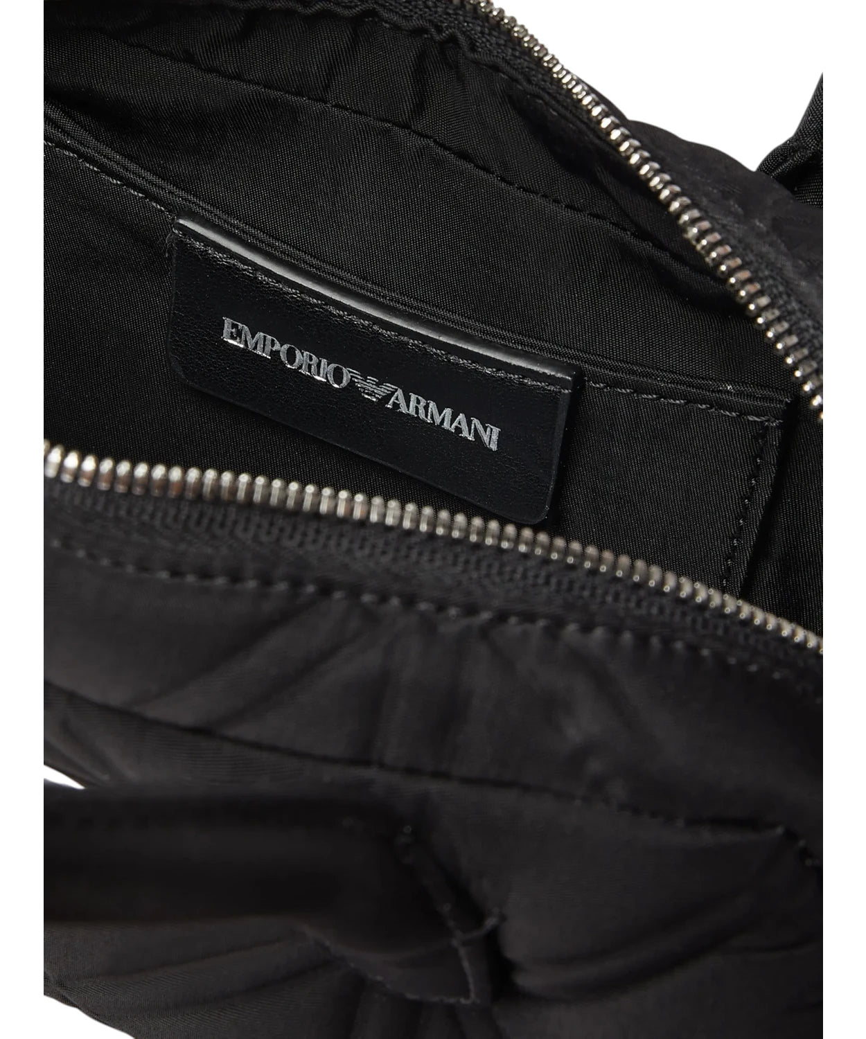 Emporio Armani Emporıo Armani Kadın Kabartma Logolu Dokuma Kumaş Fermuarlı ve Uzun Askılı Siyah Omuz Çantası EW003825 AF22792-UC001