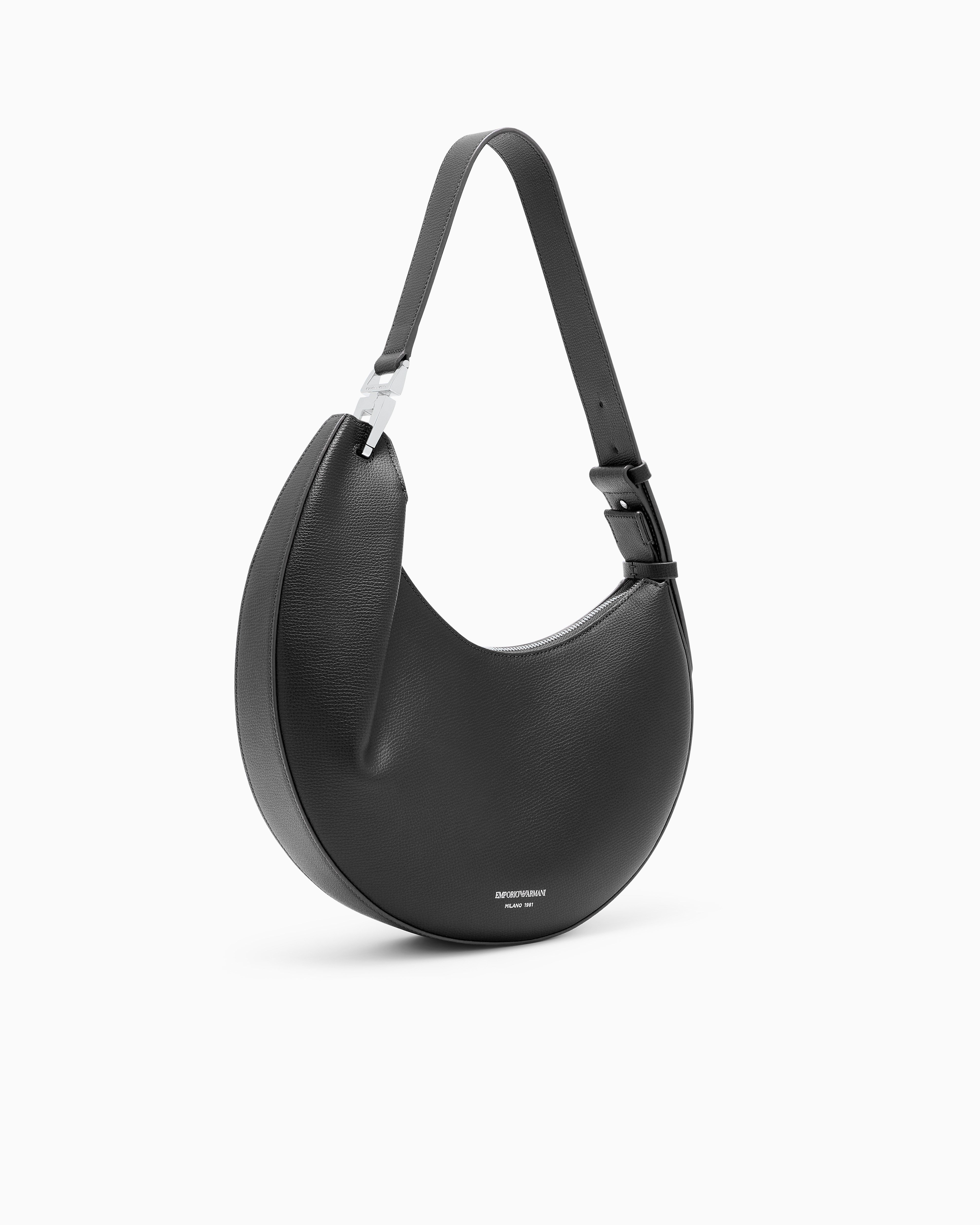 Emporio Armani Emporıo Armani Kadın Kalın Kısa Kulp Deri Fermuar Kapama Siyah Omuz Çantası EW005754 AF29459-UC001
