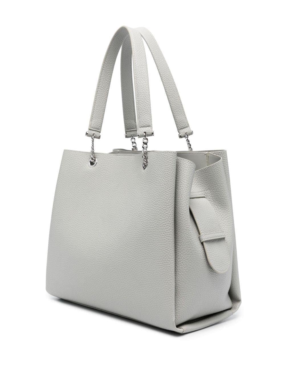 Emporio Armani Emporıo Armani Kadın Logolu Deri Fermuarlı Günlük Kullanım Gri Omuz Çantası Y3D158 YFN6E-80577