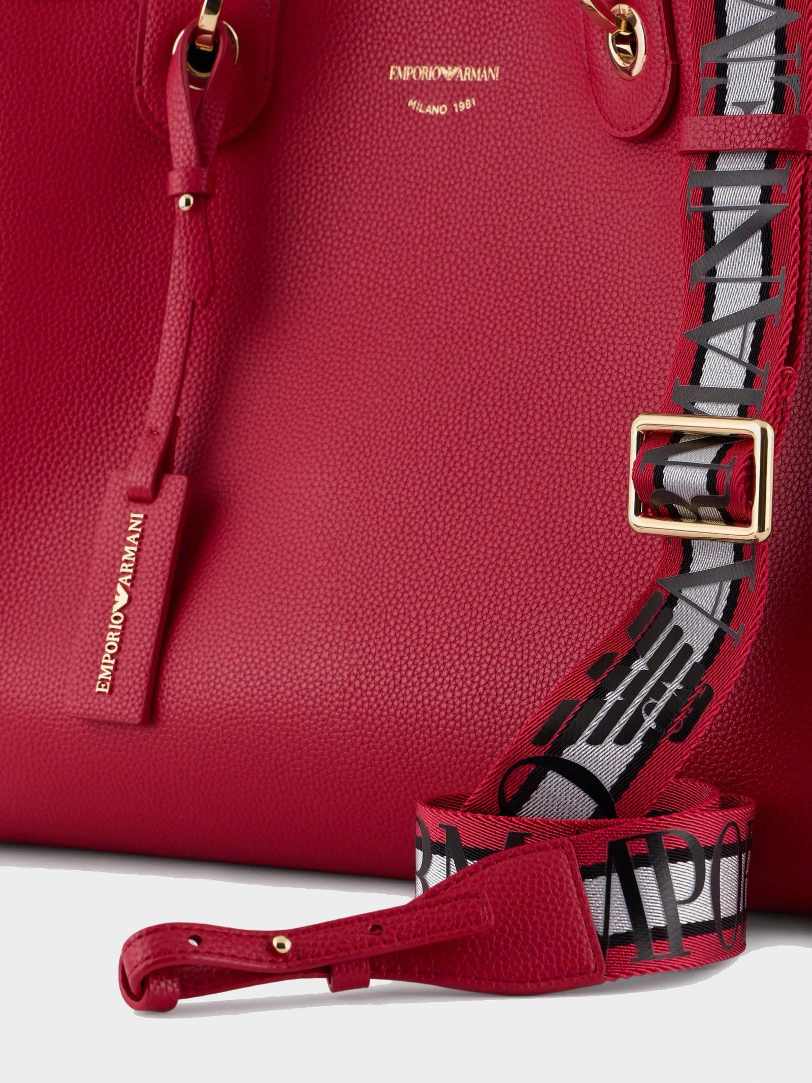 Emporio Armani Emporıo Armani Kadın Logolu Ayarlanabilir Askılıklı Deri Günlük Kullanım Kırmızı Omuz Çantası Y3D165 YFO5B-80533