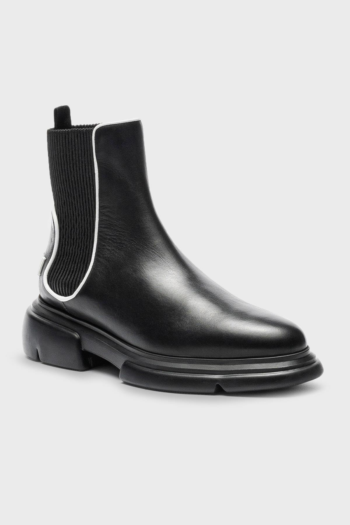 Emporio Armani Emporıo Armani Kadın Logolu Günlük Kullanım Normal Kalıp Kapamasız Siyah Bot & Bootie X3M354 XN687-K485
