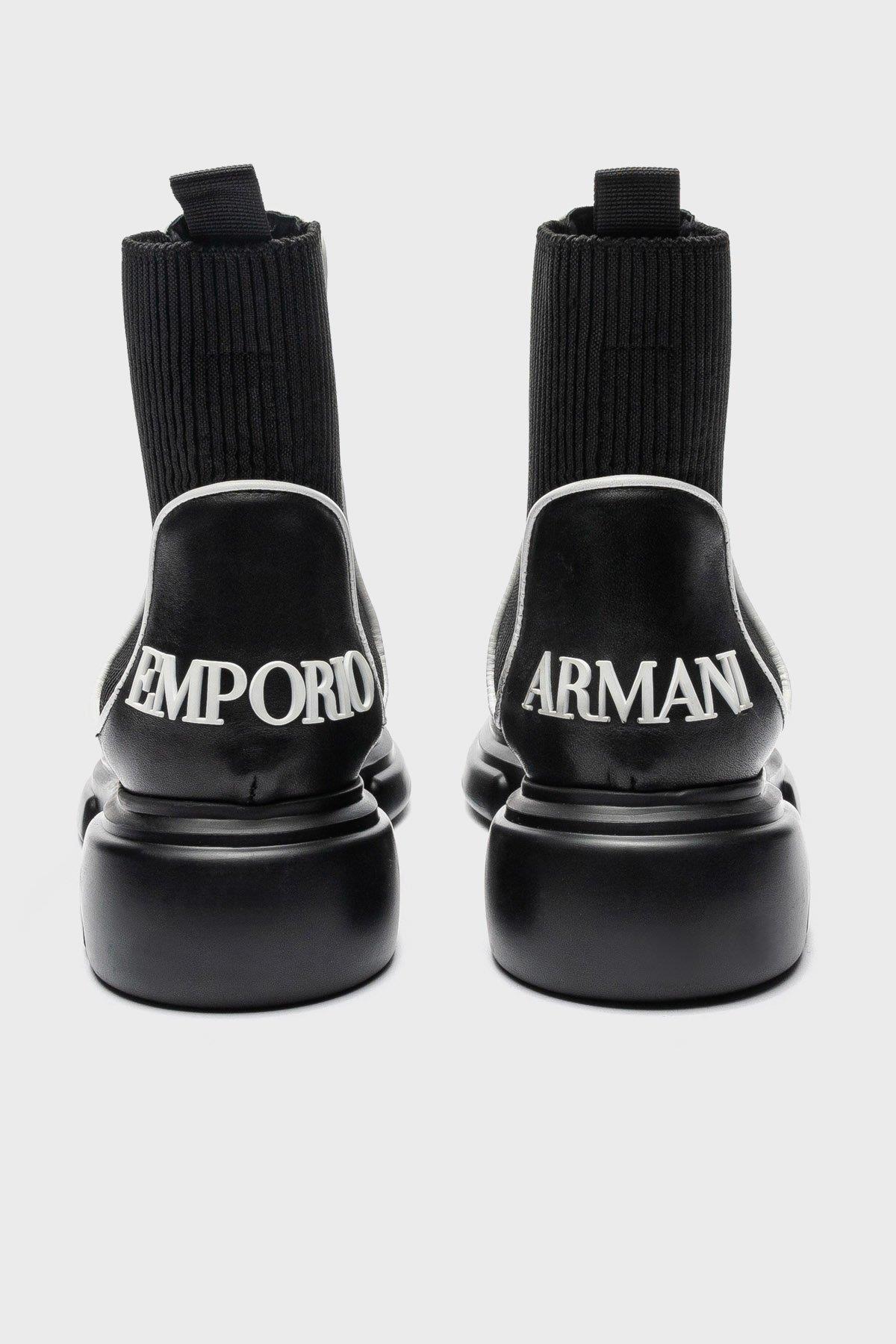 Emporio Armani Emporıo Armani Kadın Logolu Günlük Kullanım Normal Kalıp Kapamasız Siyah Bot & Bootie X3M354 XN687-K485