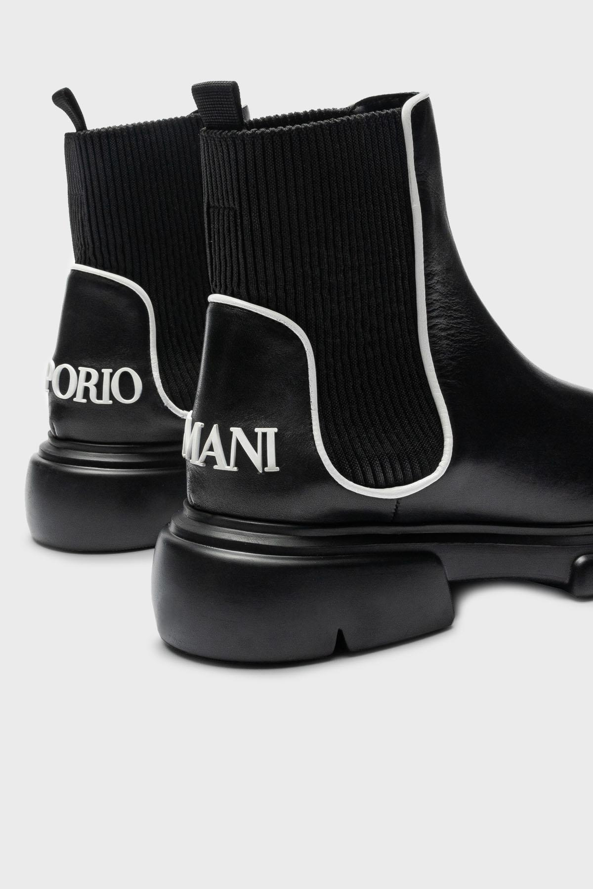 Emporio Armani Emporıo Armani Kadın Logolu Günlük Kullanım Normal Kalıp Kapamasız Siyah Bot & Bootie X3M354 XN687-K485