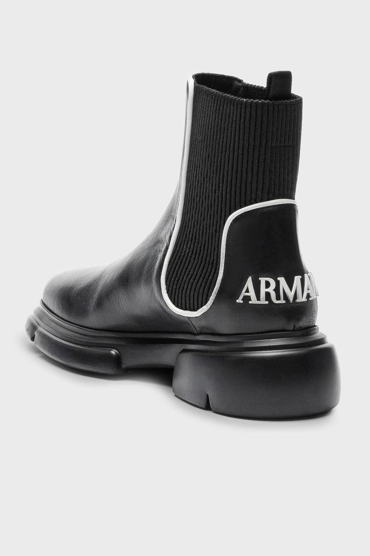 Emporio Armani Emporıo Armani Kadın Logolu Günlük Kullanım Normal Kalıp Kapamasız Siyah Bot & Bootie X3M354 XN687-K485