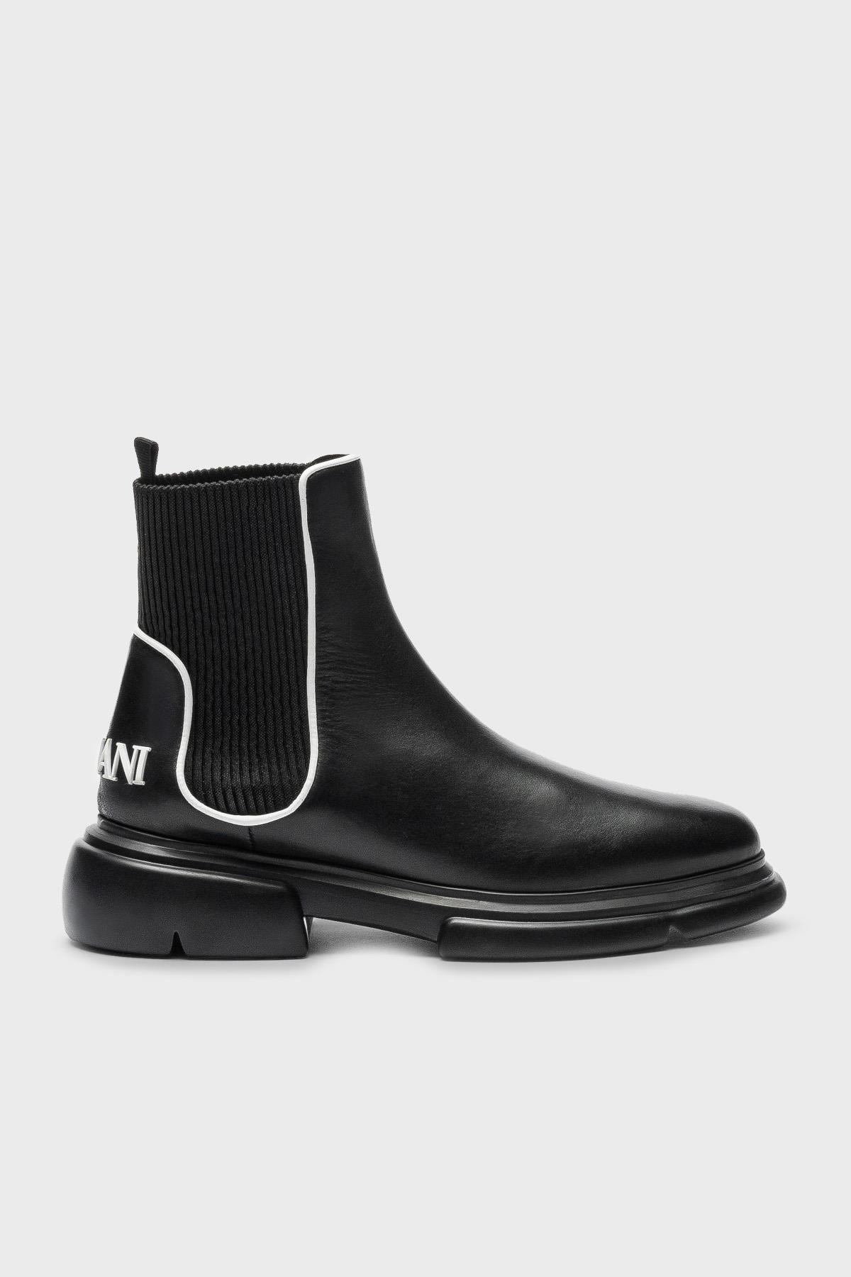 Emporio Armani Emporıo Armani Kadın Logolu Günlük Kullanım Normal Kalıp Kapamasız Siyah Bot & Bootie X3M354 XN687-K485